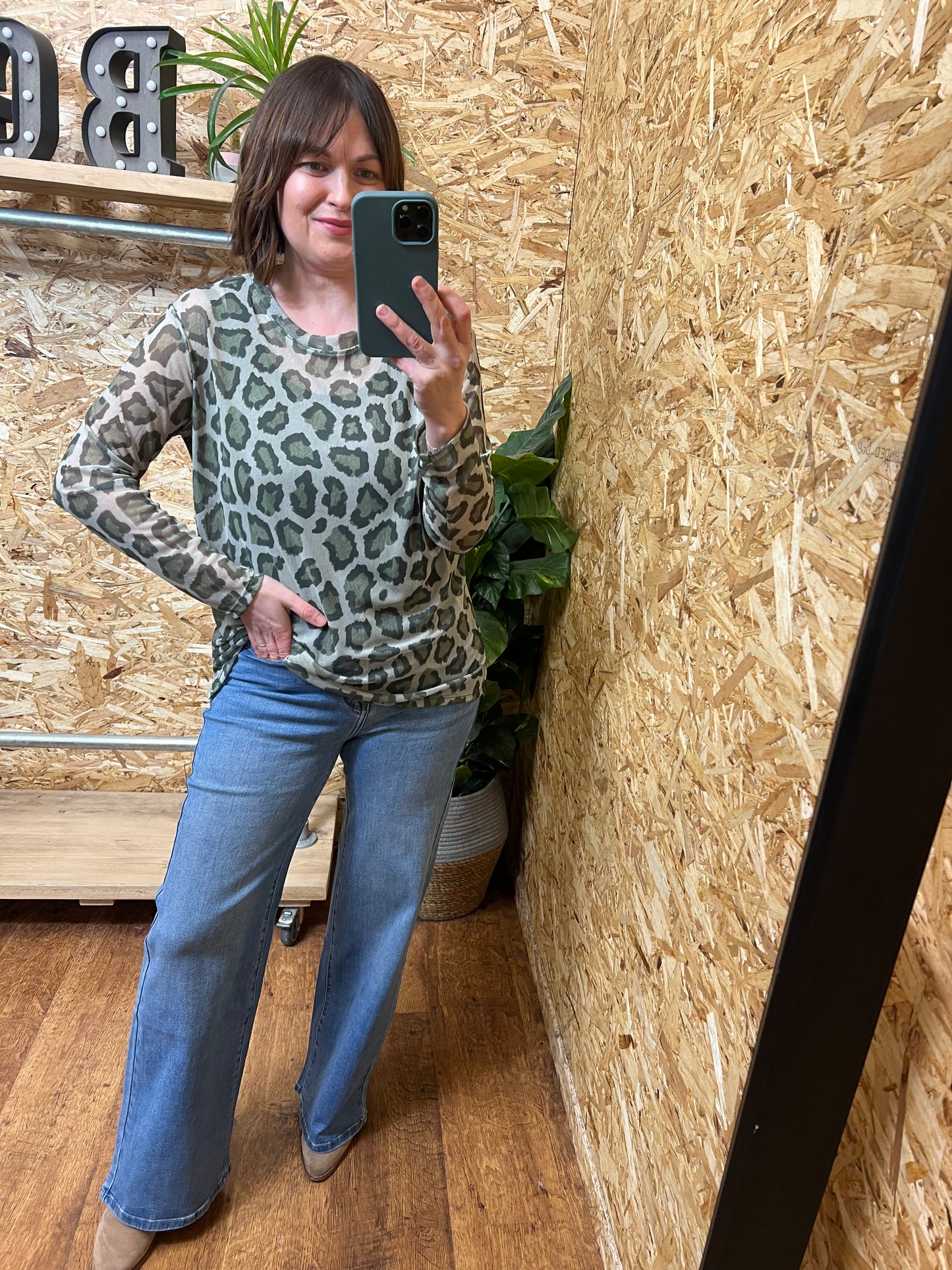 Lena Animal Print Mesh Top