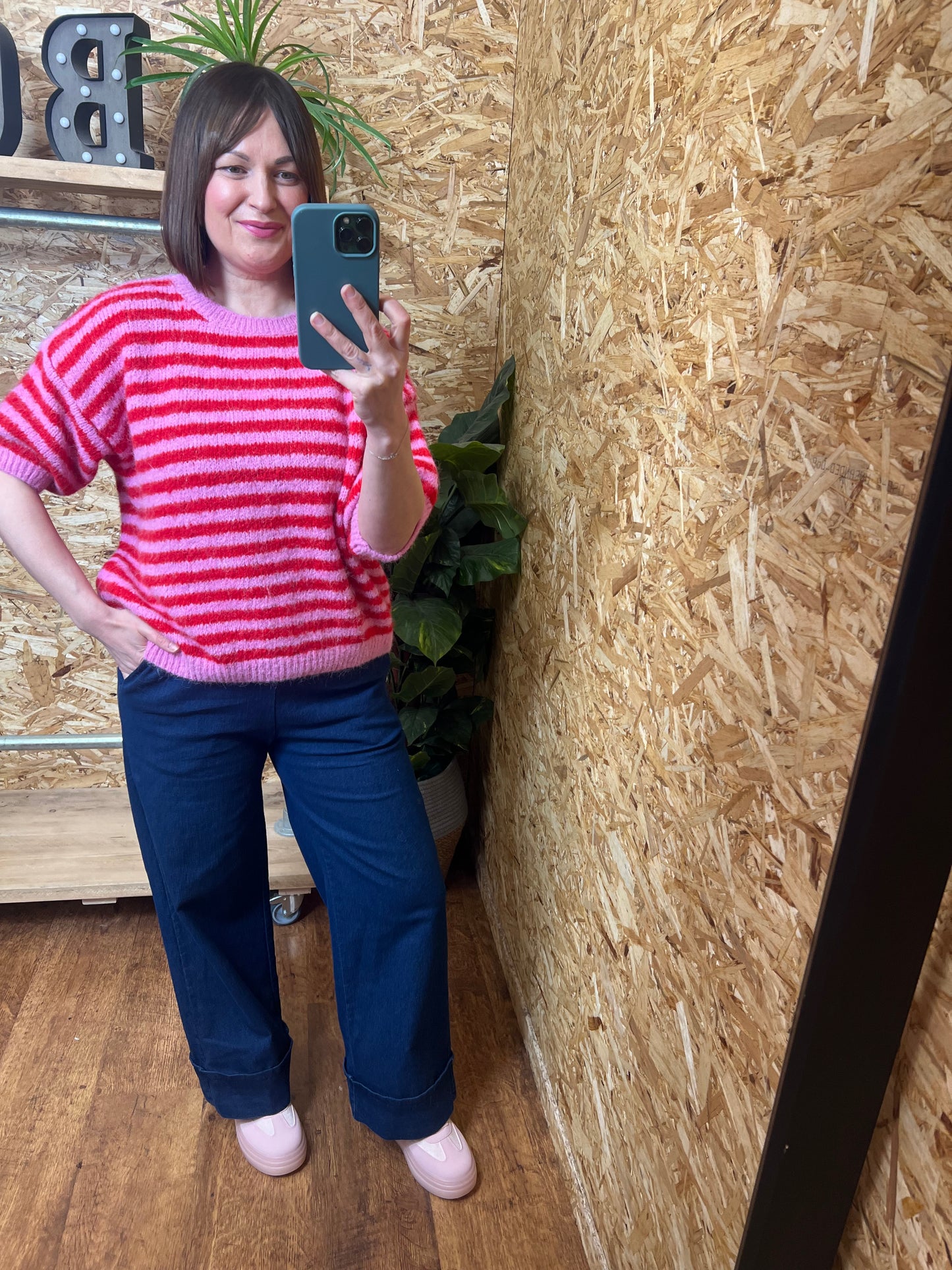 Short Sleeve Stripe Knit