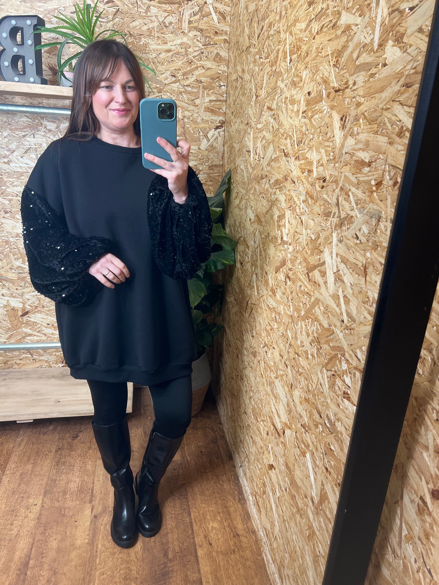 Sequin Sleeve Sweater/Dress