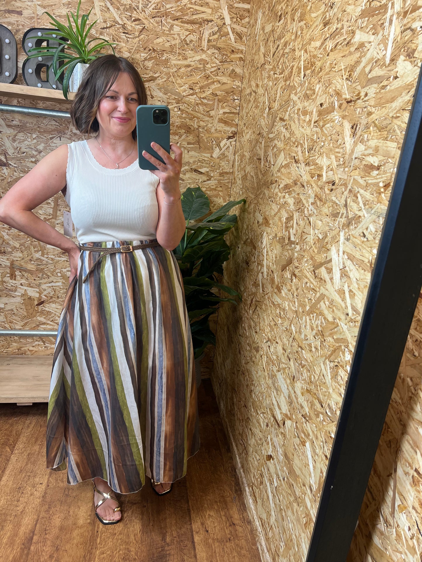 Stripe Belted Skirt
