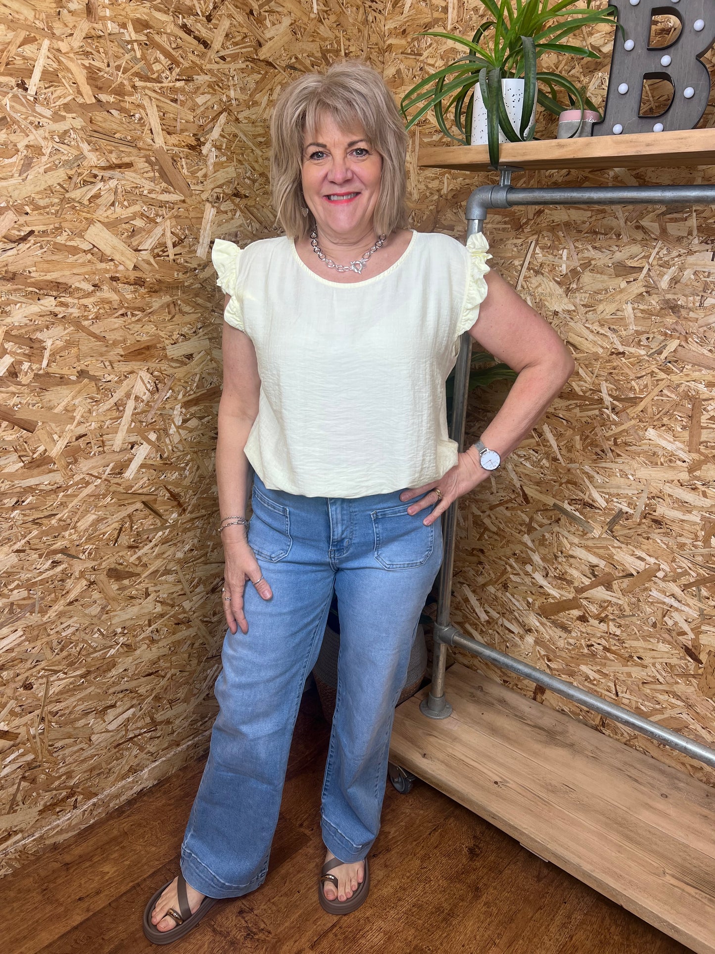 Lucie Frill Button Back Top