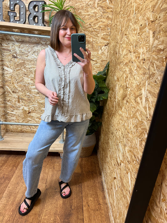 Gingham Frill Top