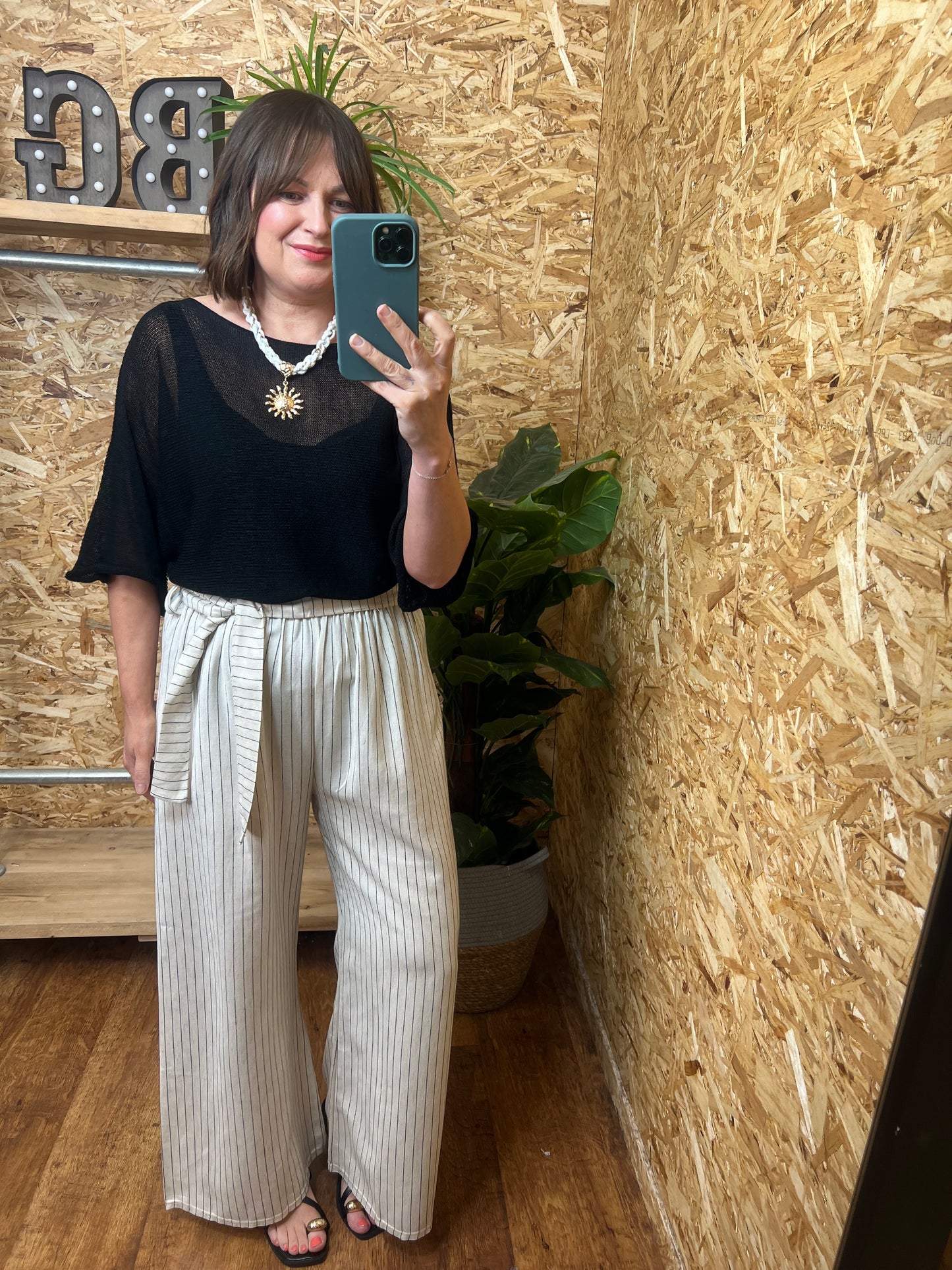 Tie Belt Stripe Trousers