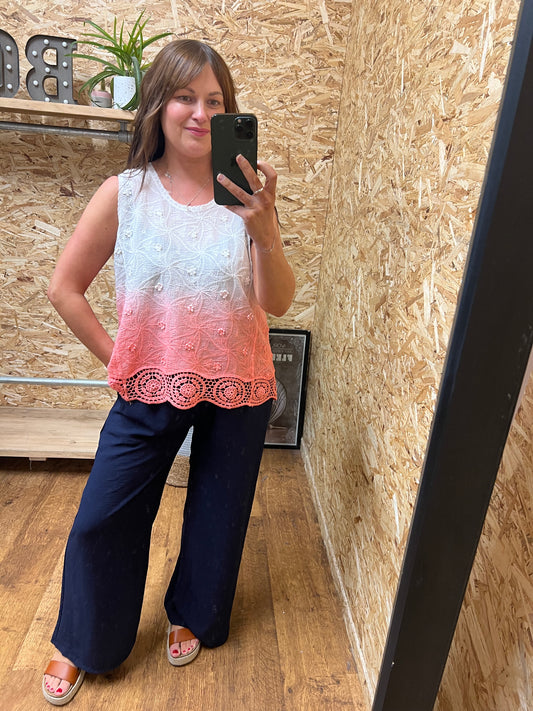 Ombre Crochet Top Coral