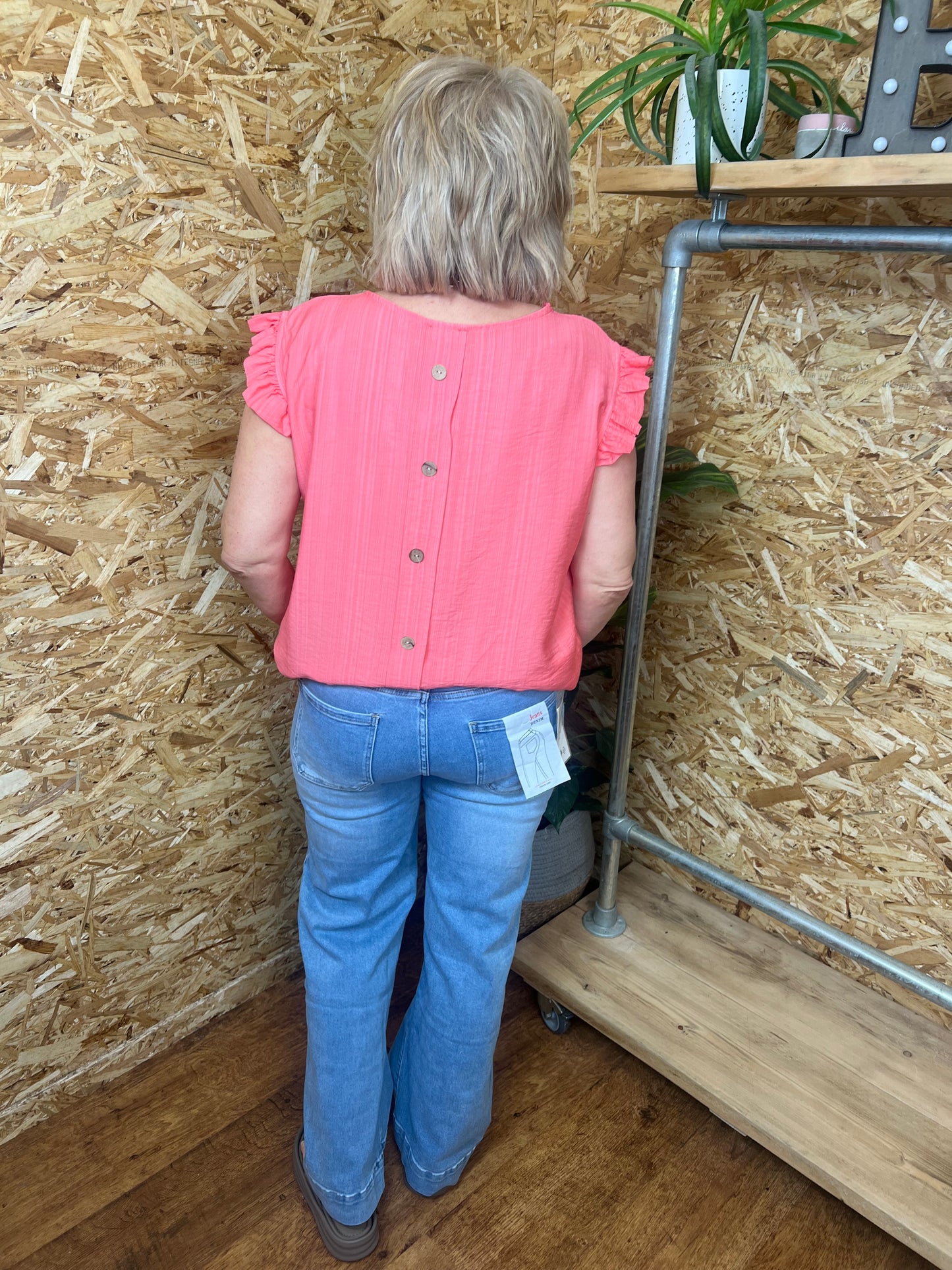 Lucie Frill Button Back Top