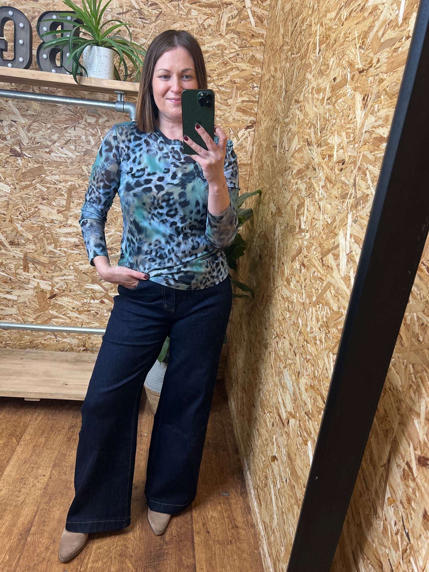 Peacock Print Mesh Top