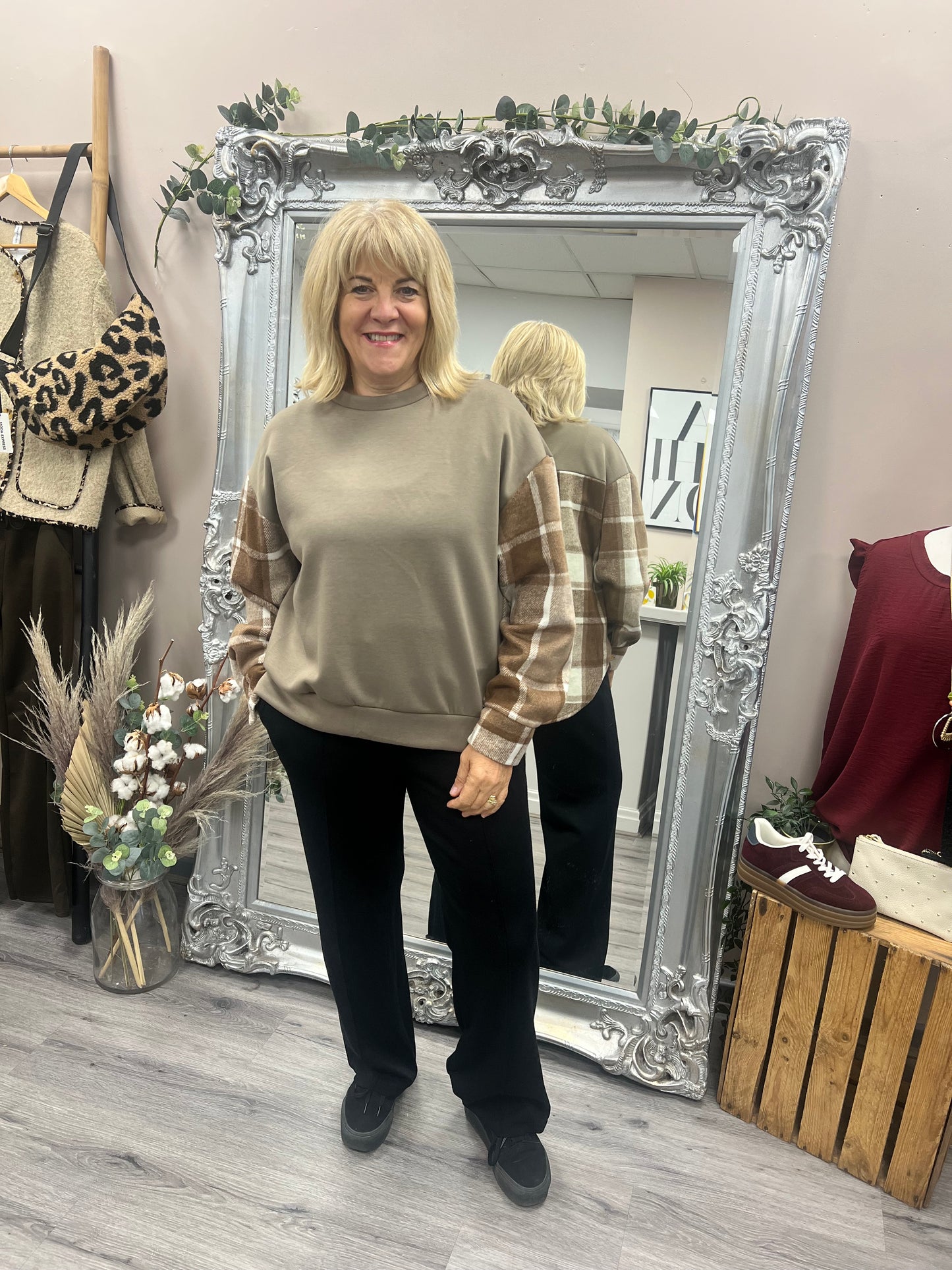 Checked Panel Sweatshirt