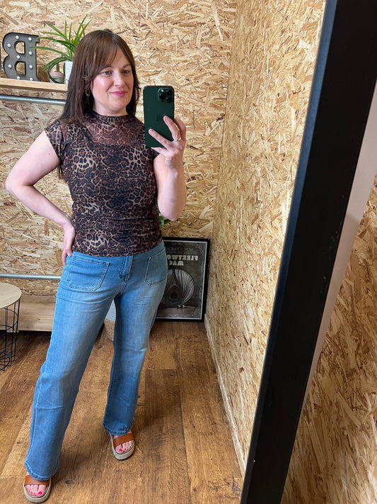 Leopard Mesh Top