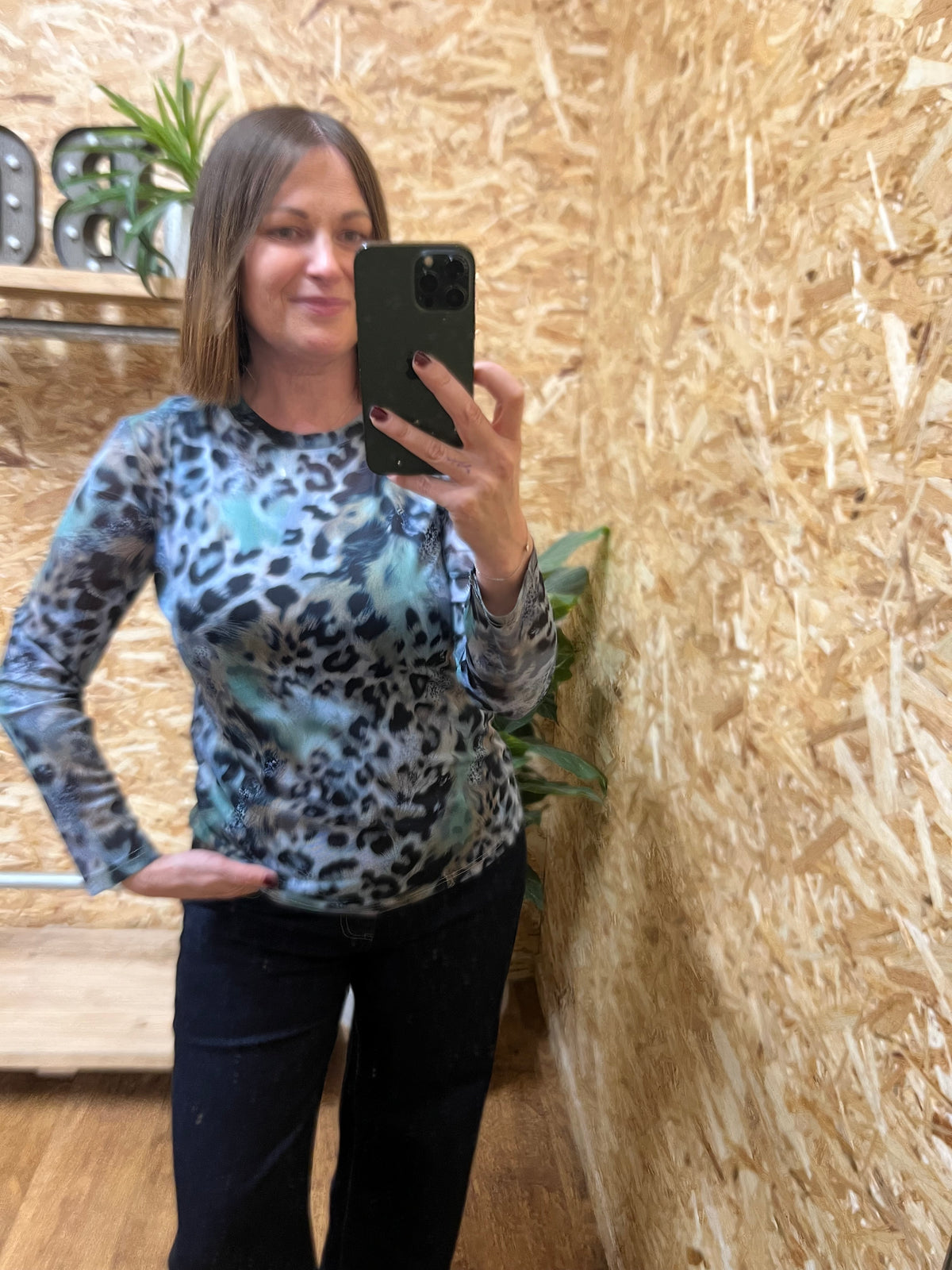 Peacock Print Mesh Top