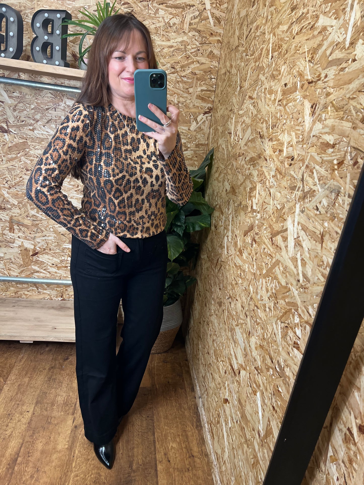 Leopard Sequin Top