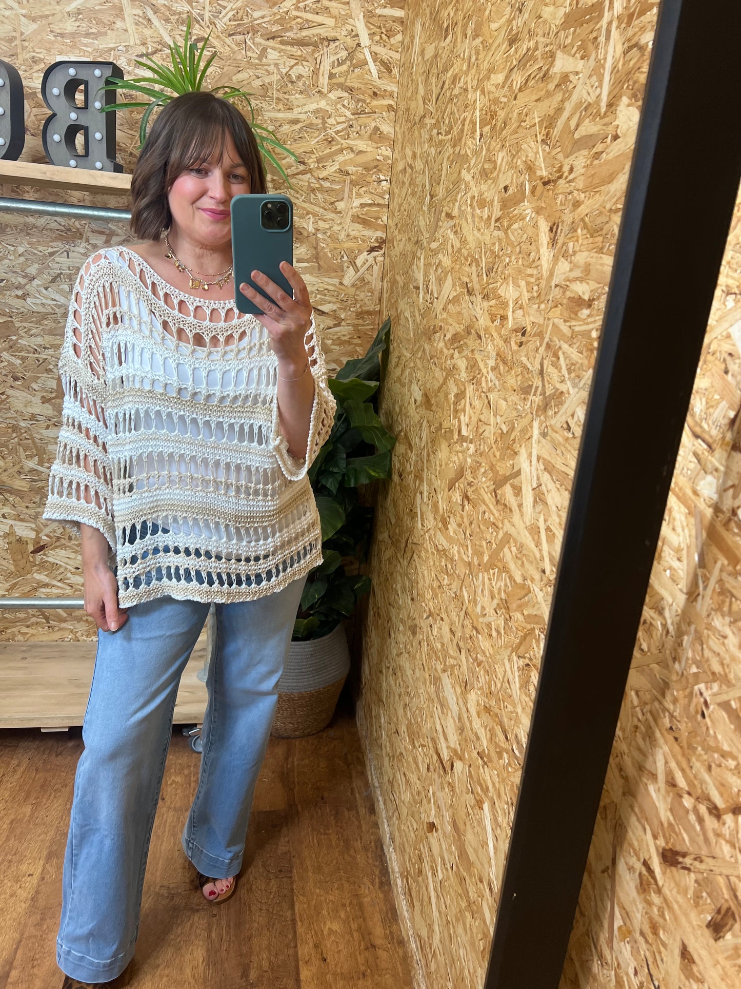 Simone Metallic Crochet Top