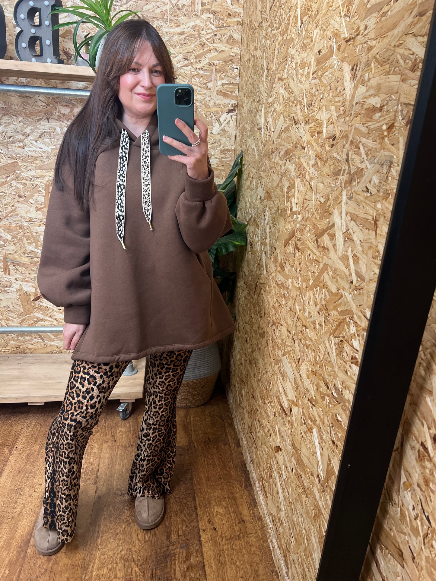 Fleece Lined Leopard Tie Hoodie