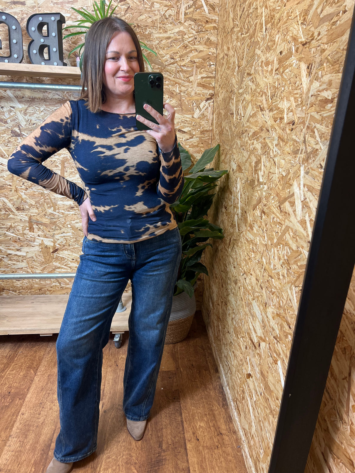 Abstract Print Cashmere Mix Top