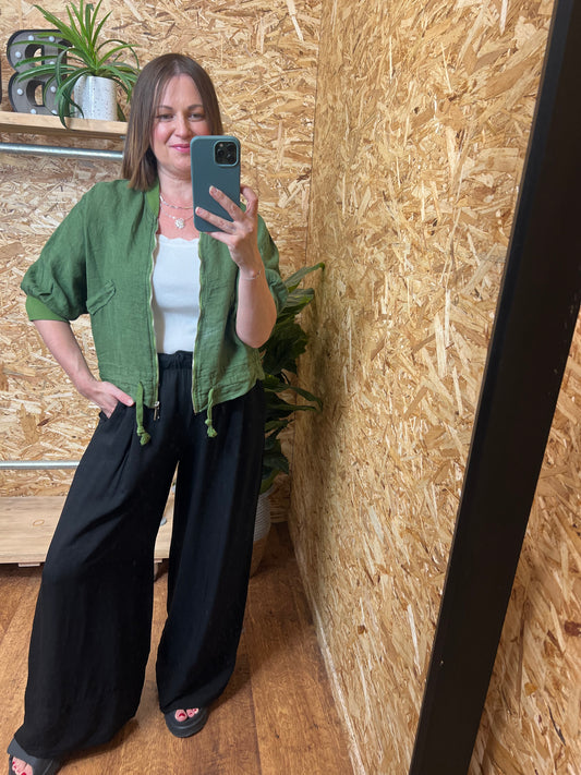 Linen Bomber Jacket