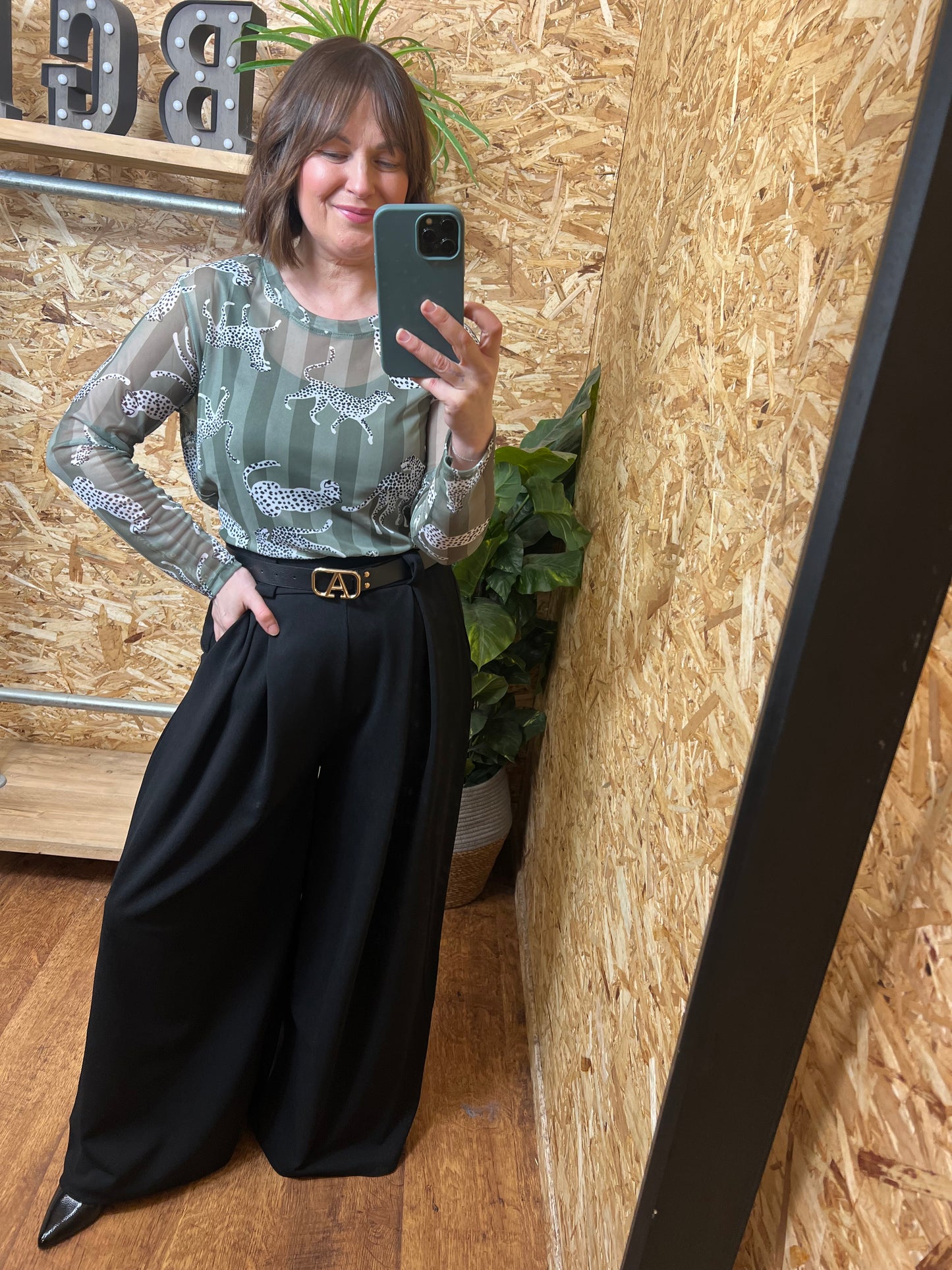 Leopard Stripe Mesh Top