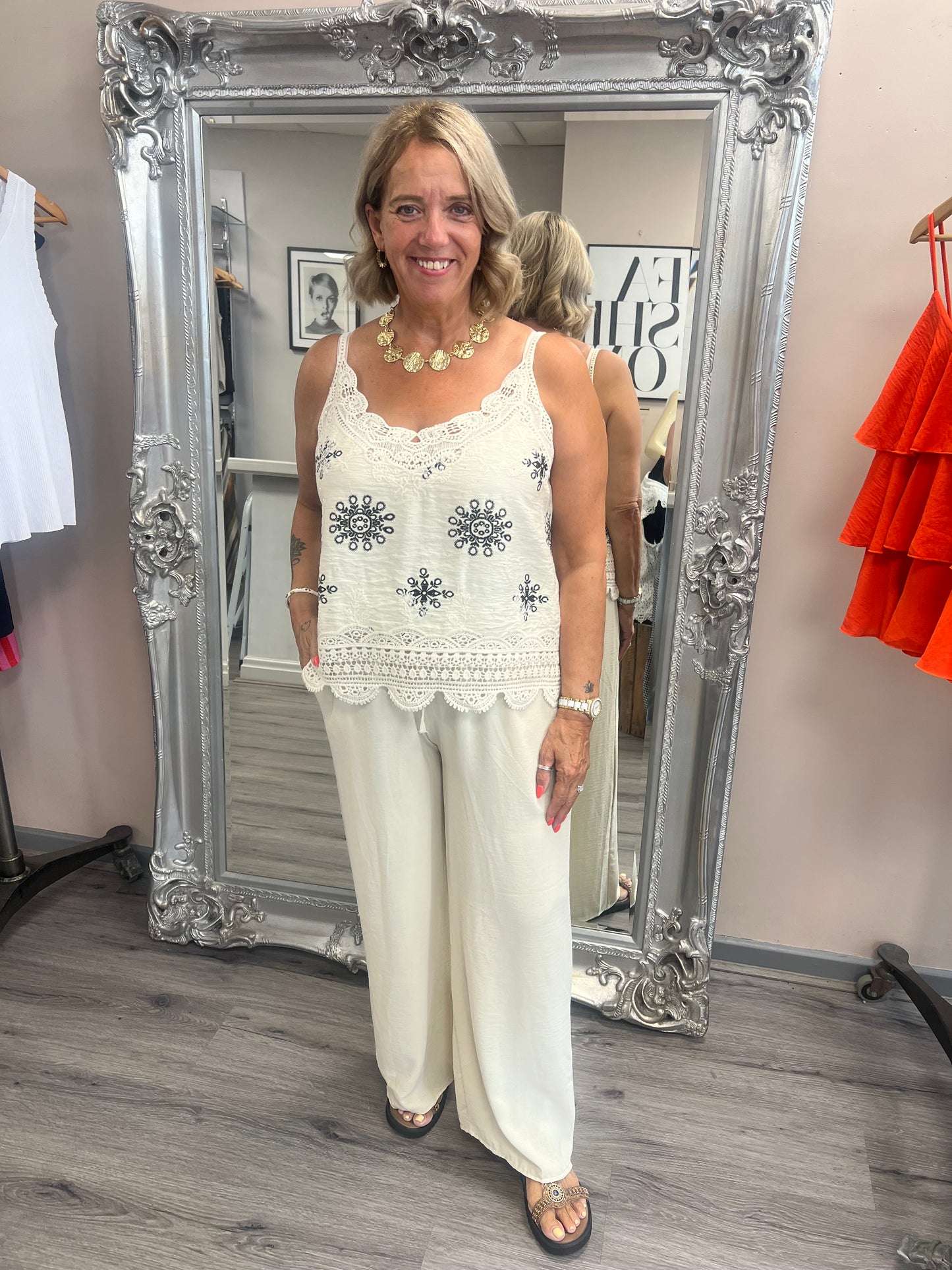 Pattern Lace Trim Cami