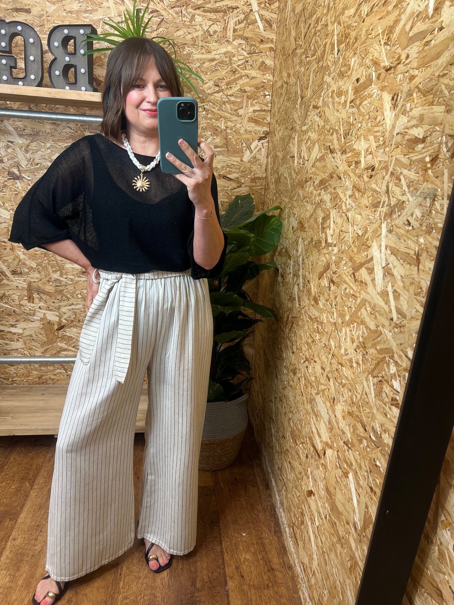 Tie Belt Stripe Trousers
