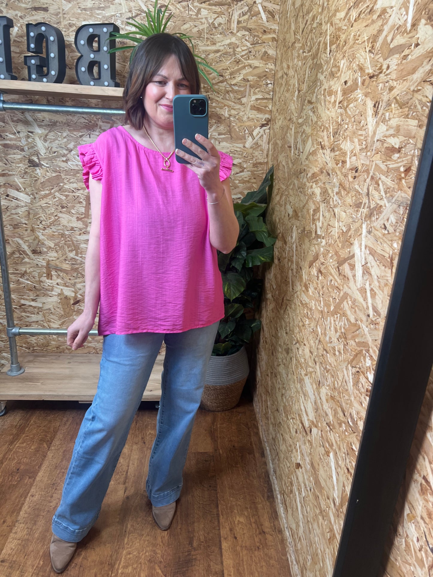 Lucie Frill Button Back Top