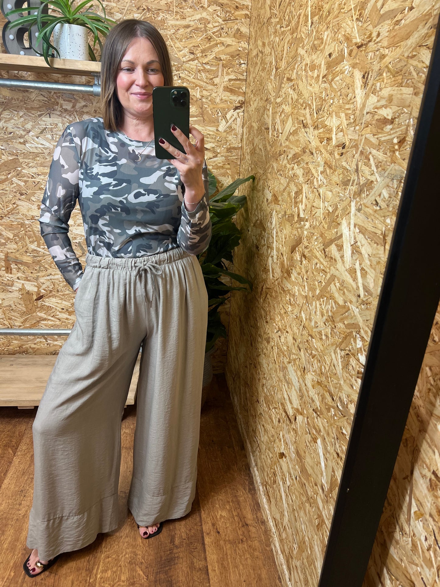 Camo Print Mesh Top