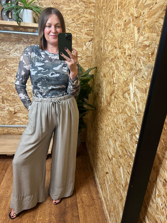 Camo Print Mesh Top