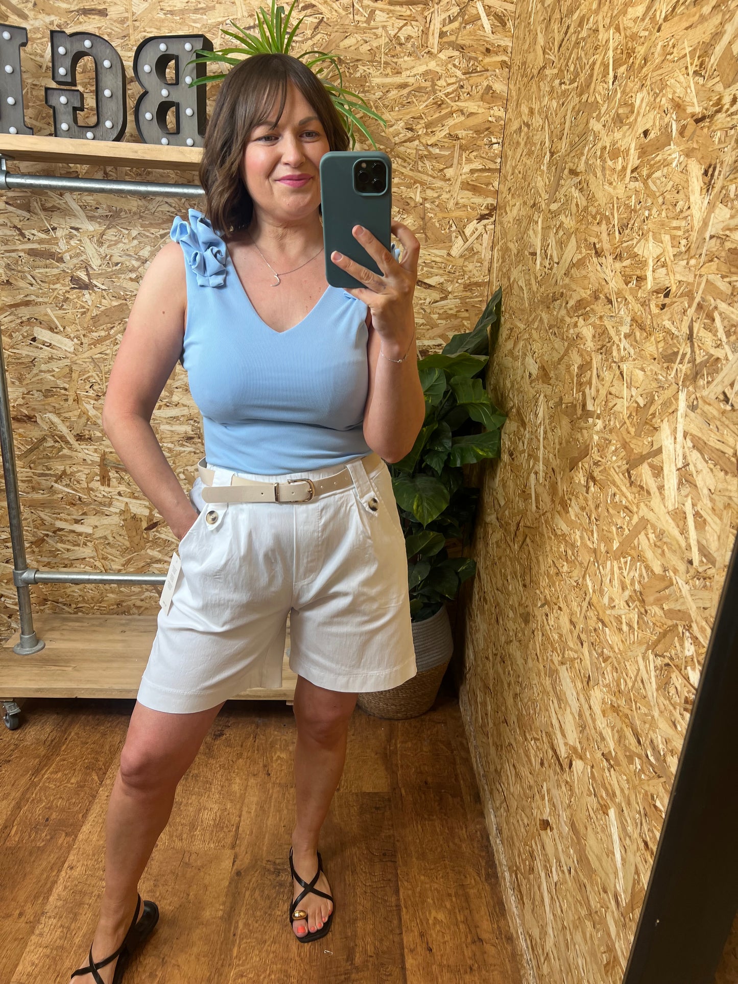 Belted Button Shorts