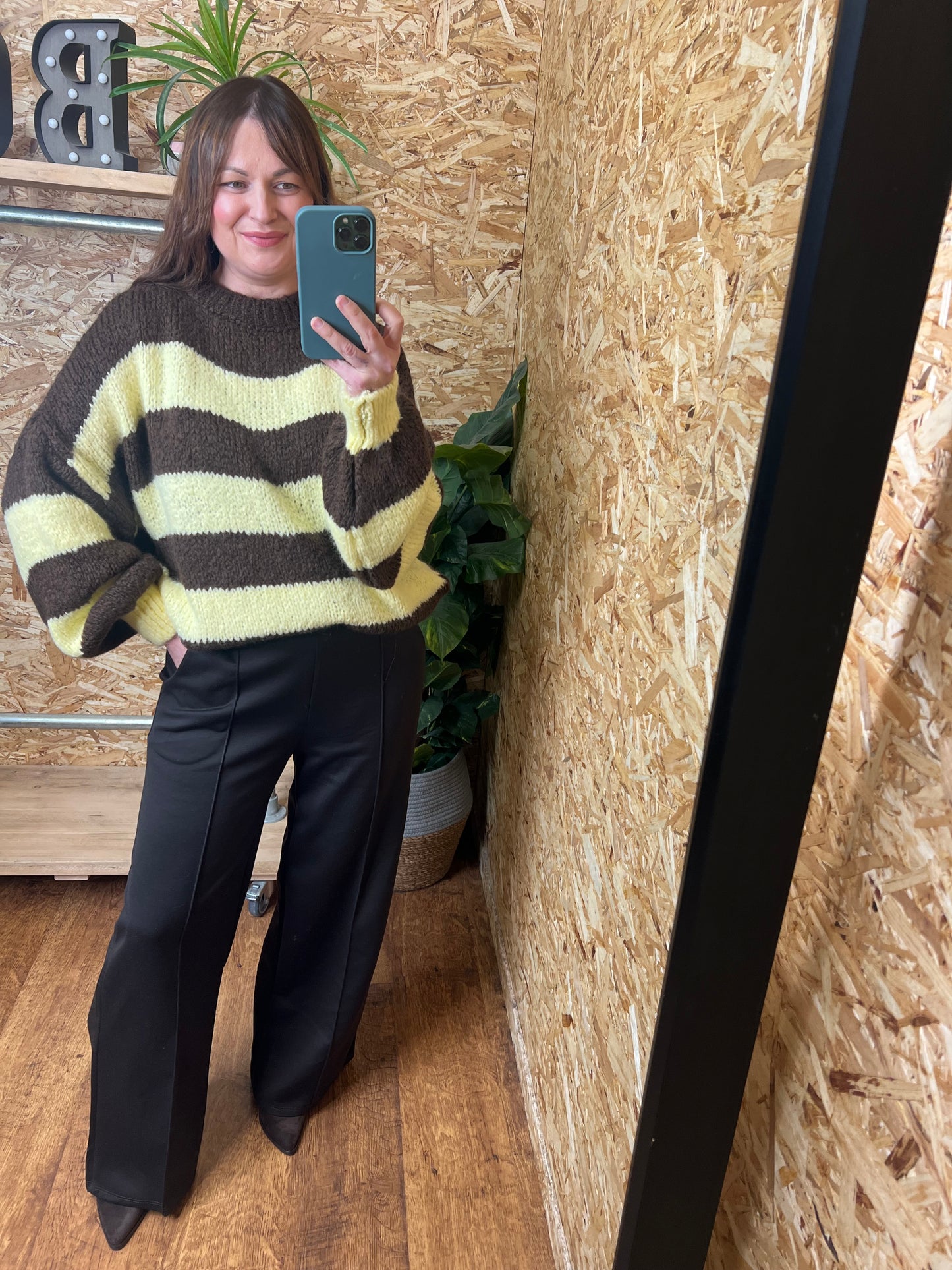 Stripe Balloon Sleeve Knit