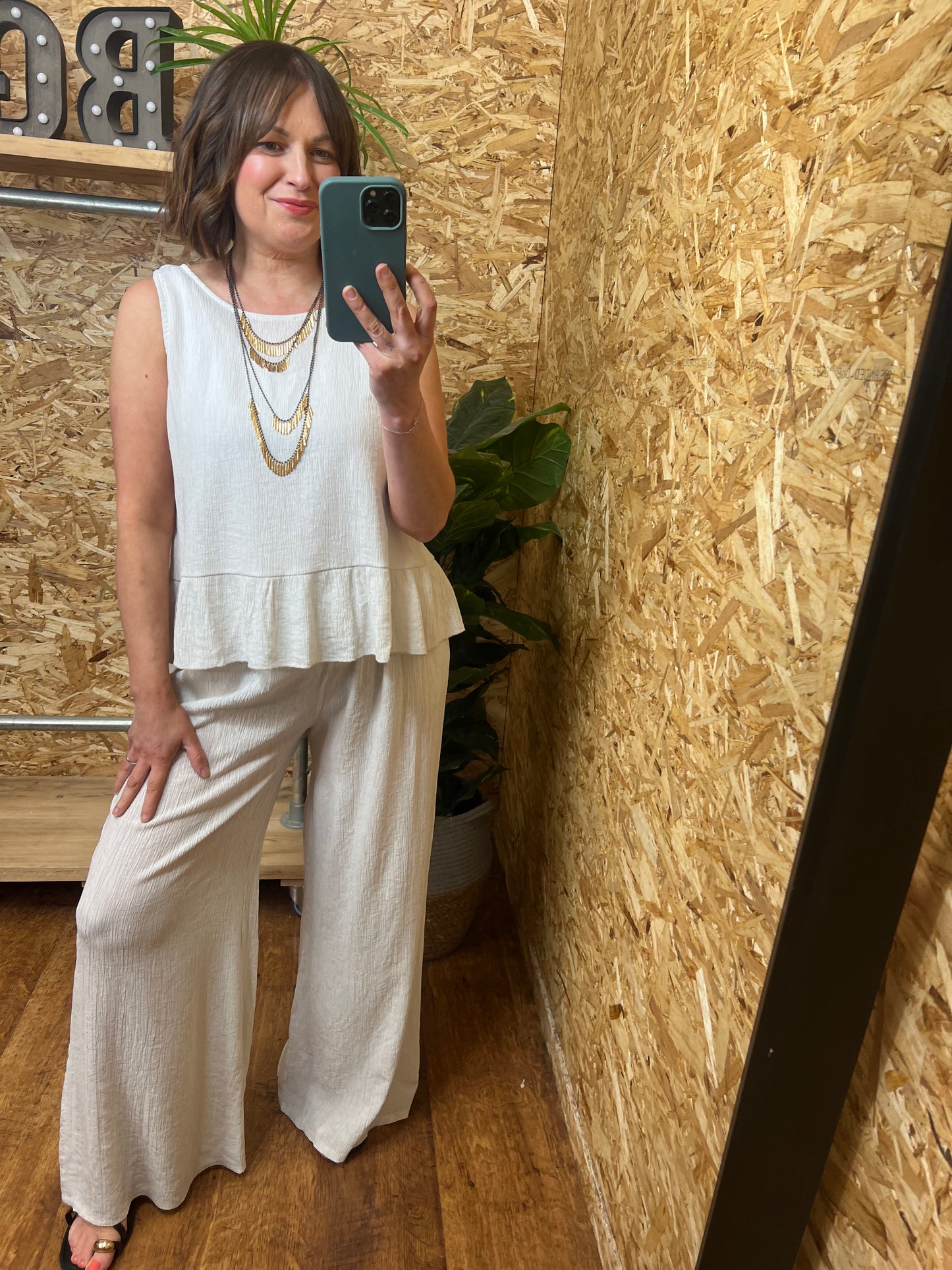 Raya Plisse Button Top