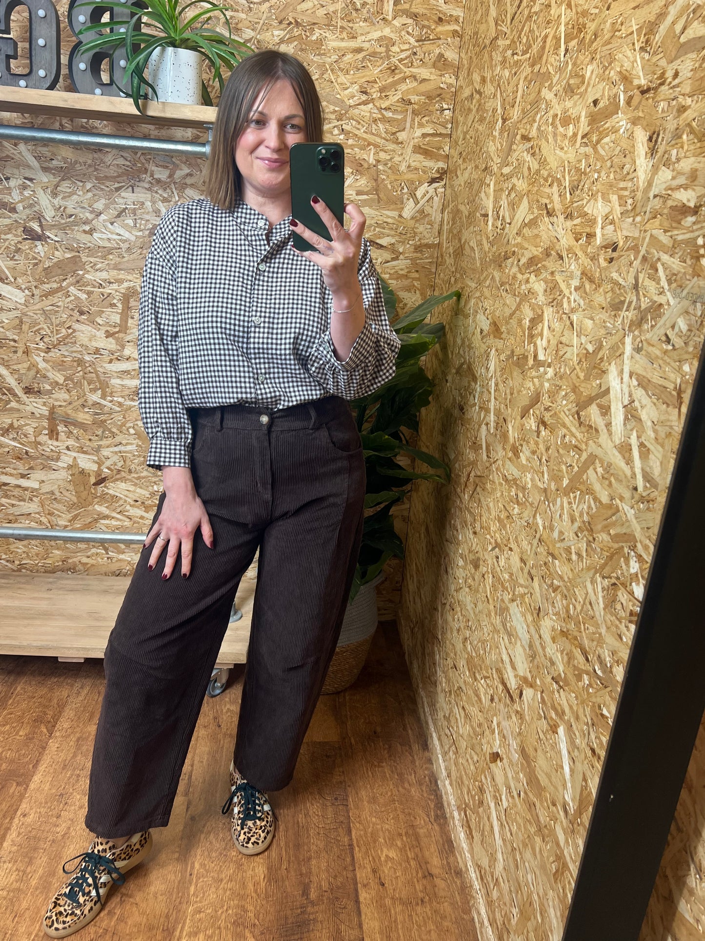 Cord Barrel Leg Trousers