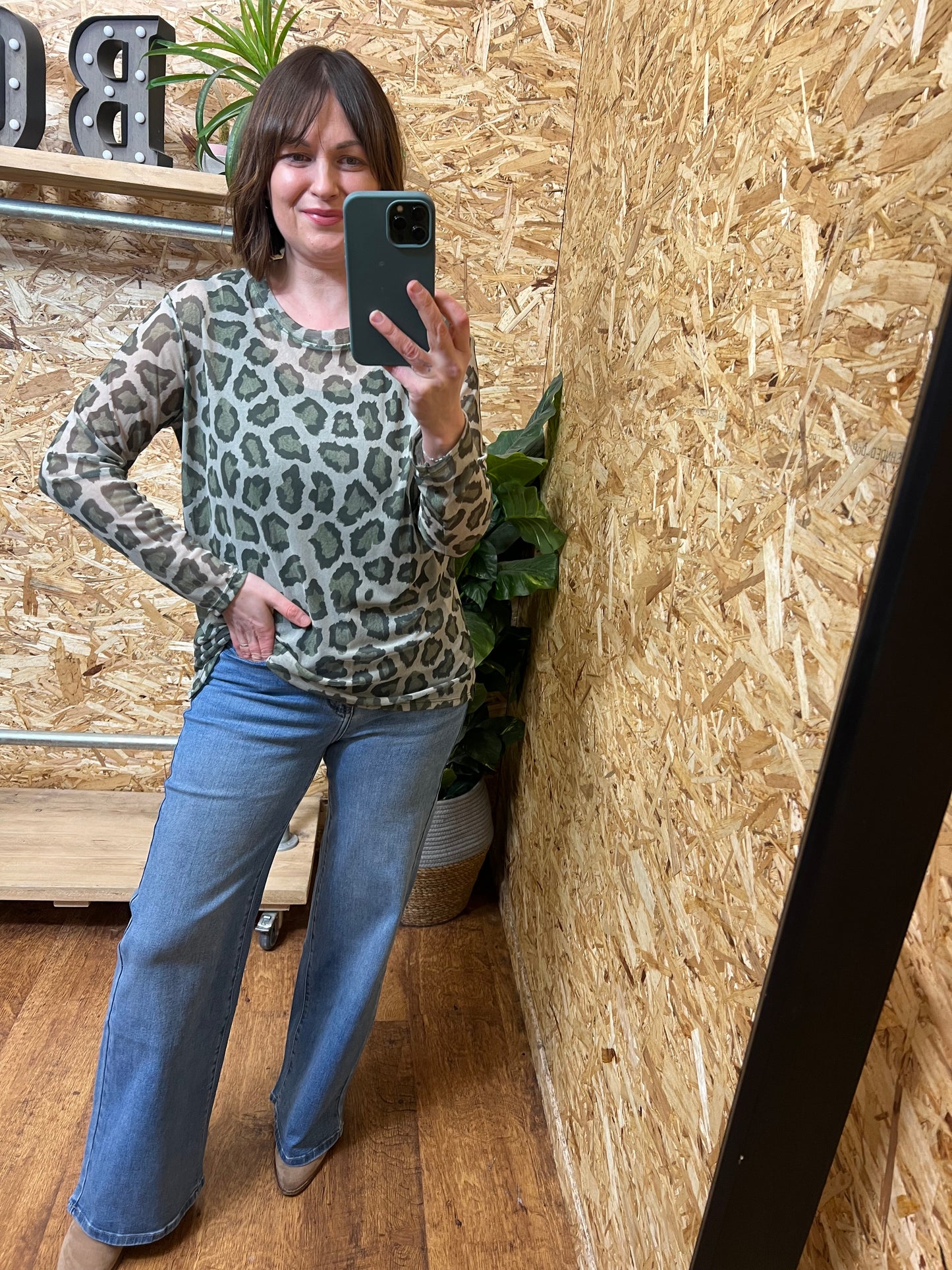 Lena Animal Print Mesh Top