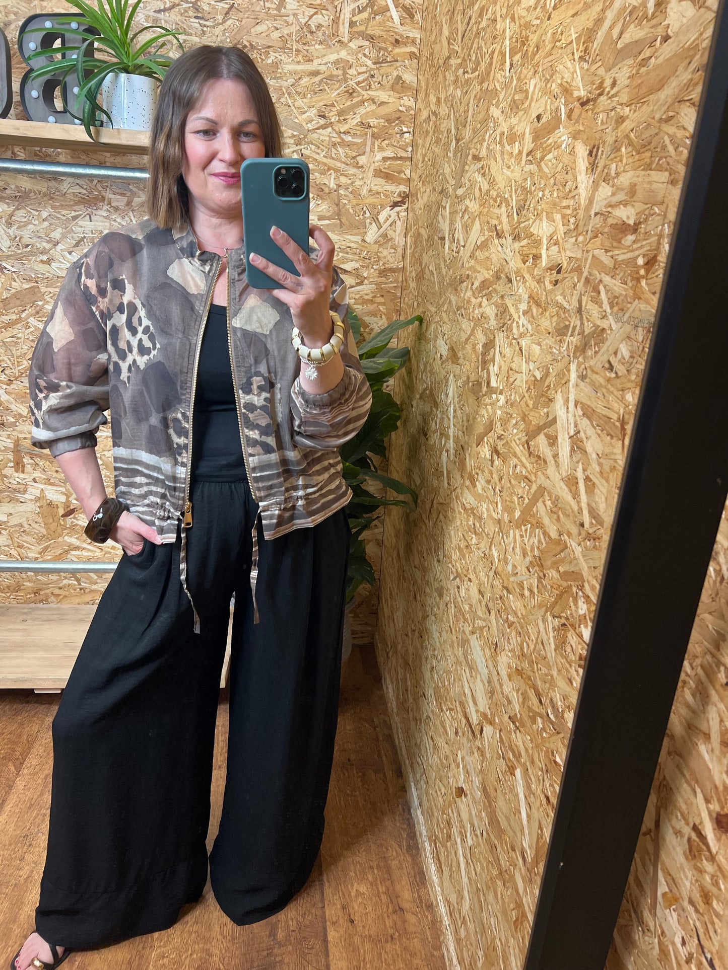 Lightweight Animal Print Bomber Jacket