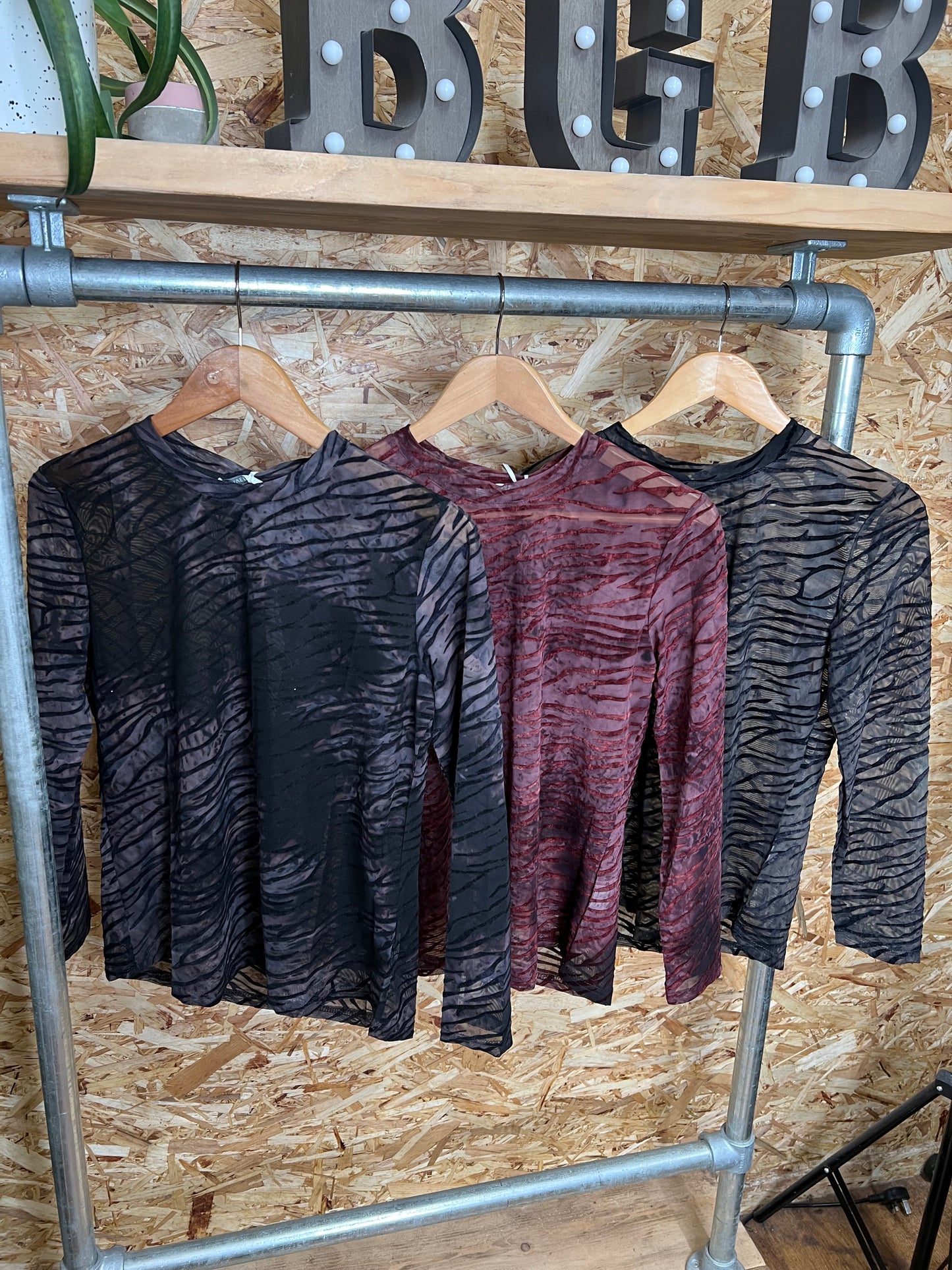 Zebra Devore Mesh Top