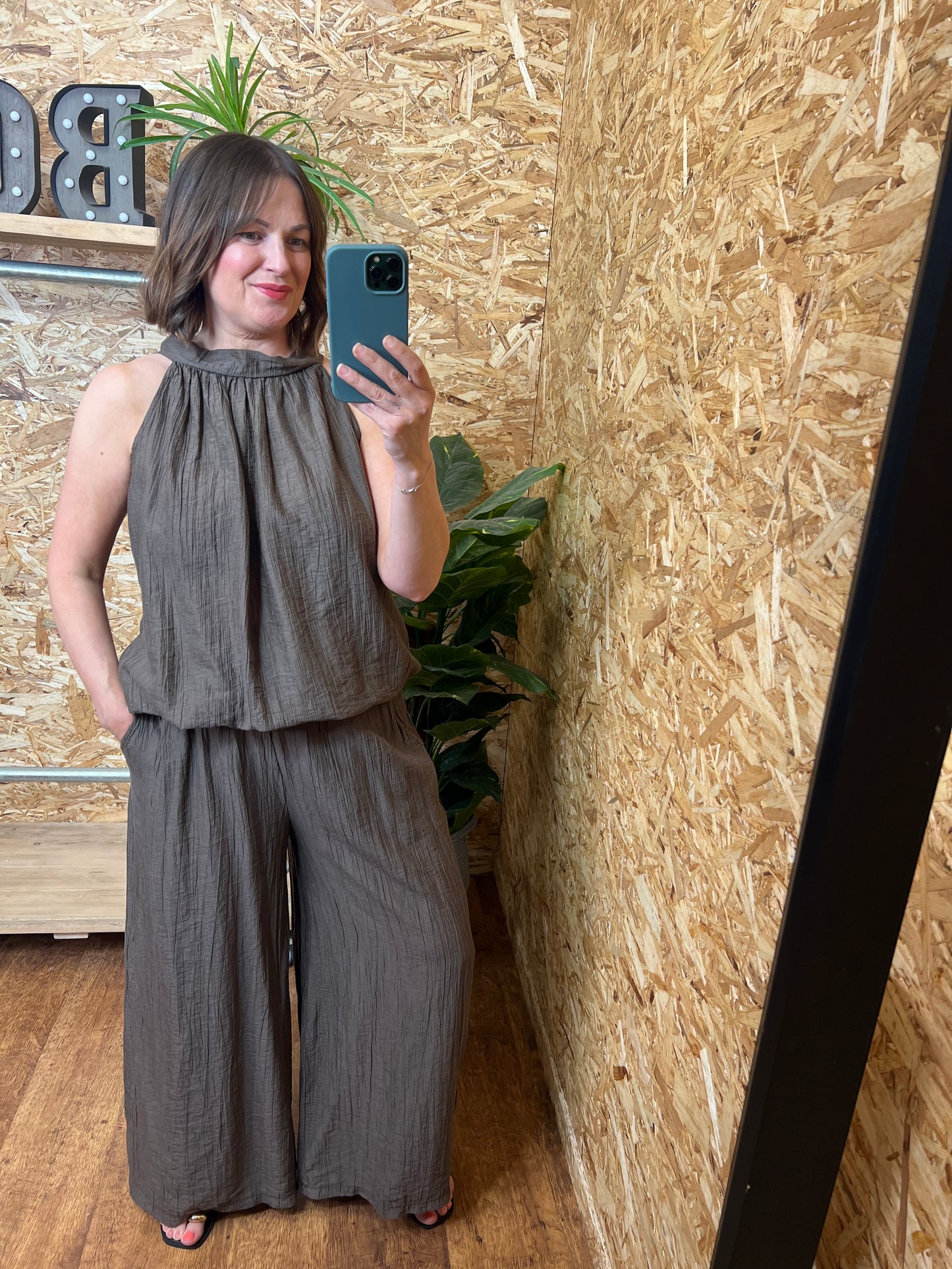 Crinkle Wide Leg Trousers