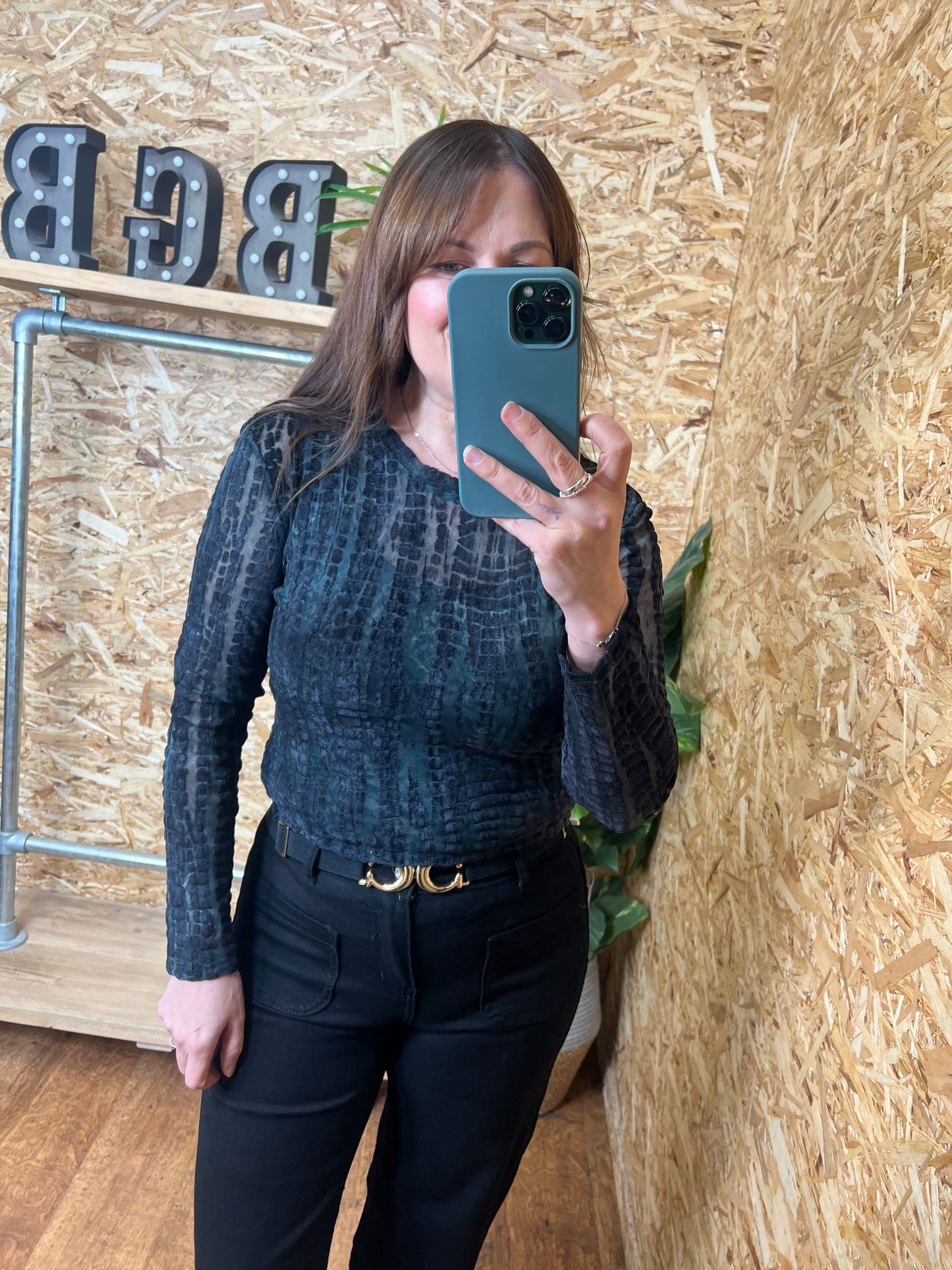 Devore Velvet Mesh Top