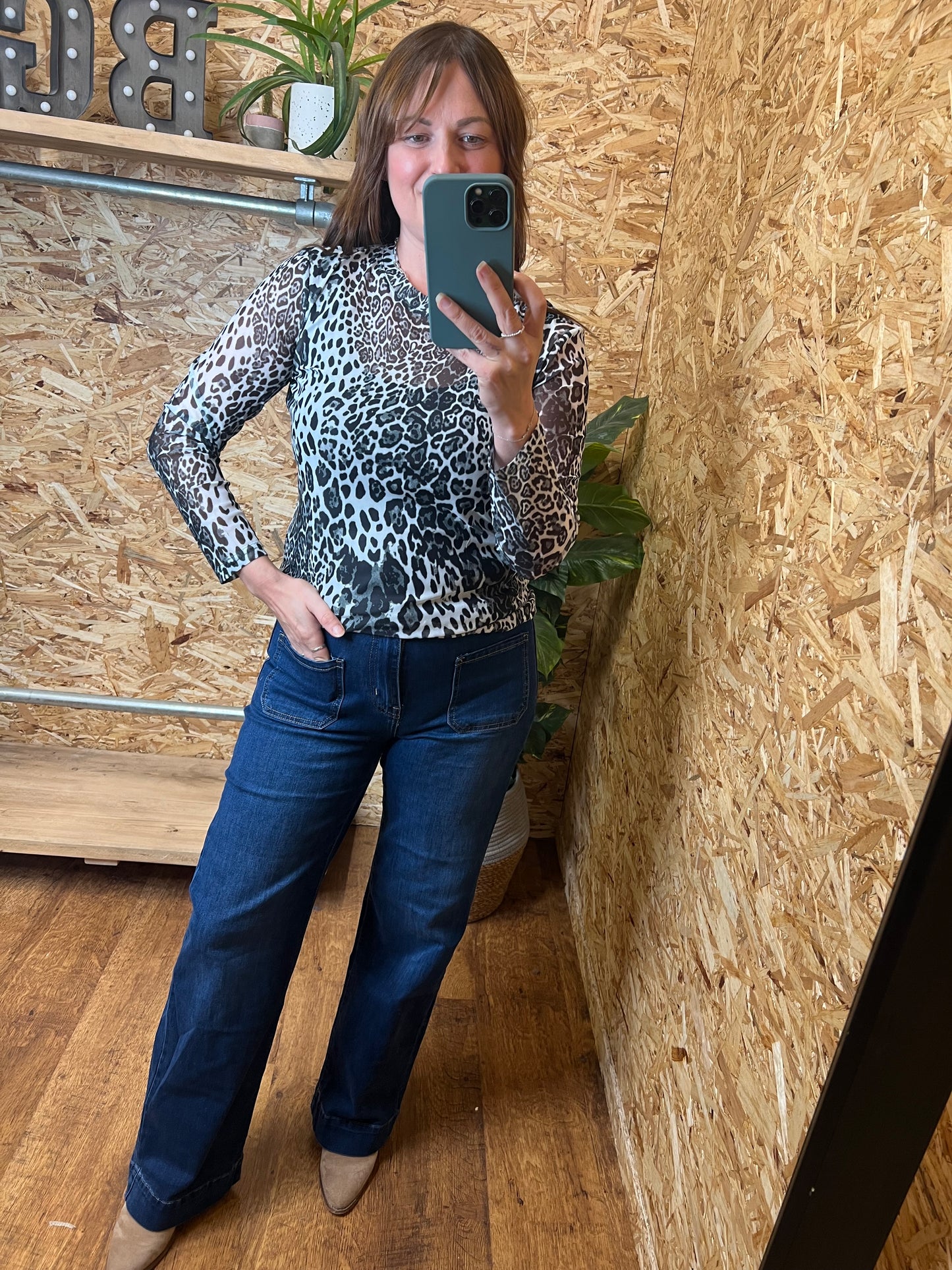 Leopard Print Mesh Top