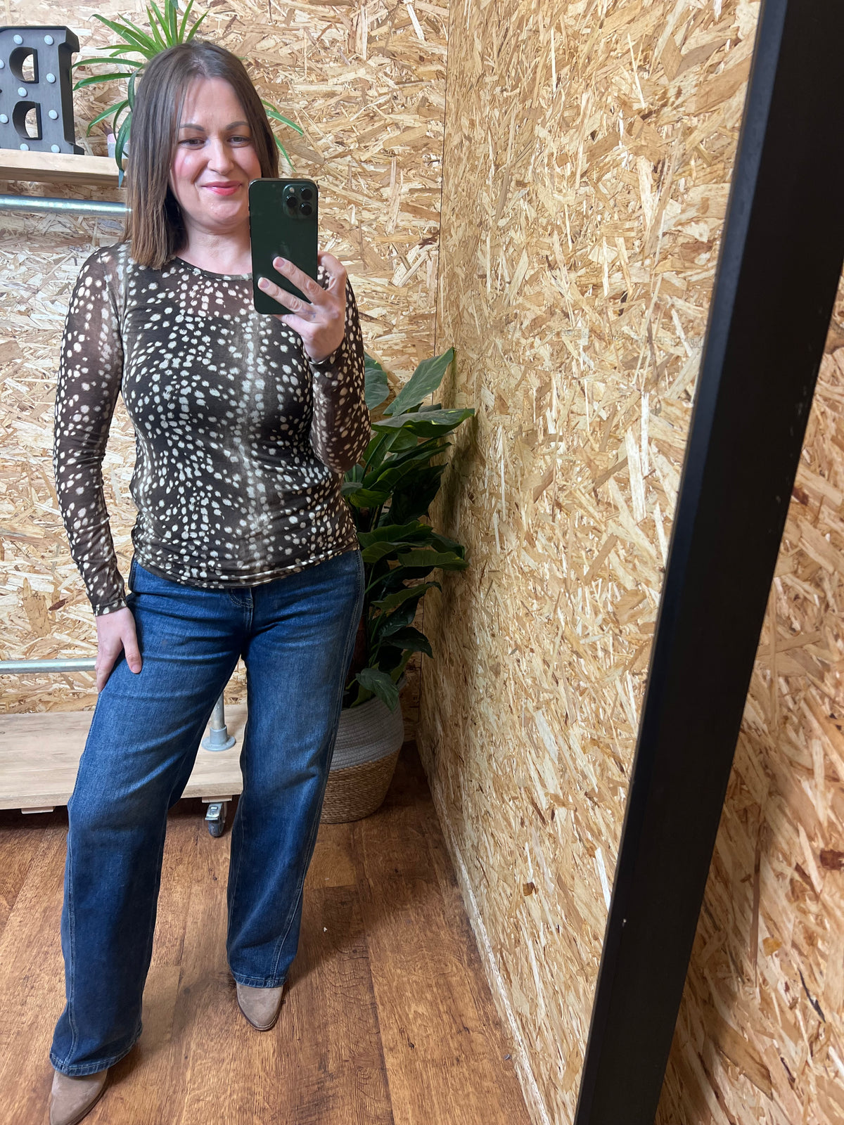 Deer Print Cashmere Mix Top