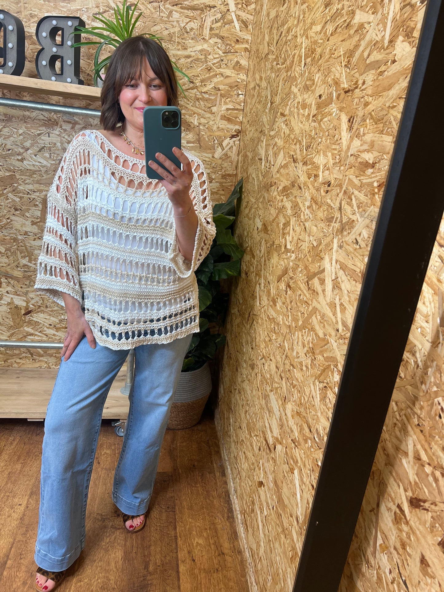 Simone Metallic Crochet Top