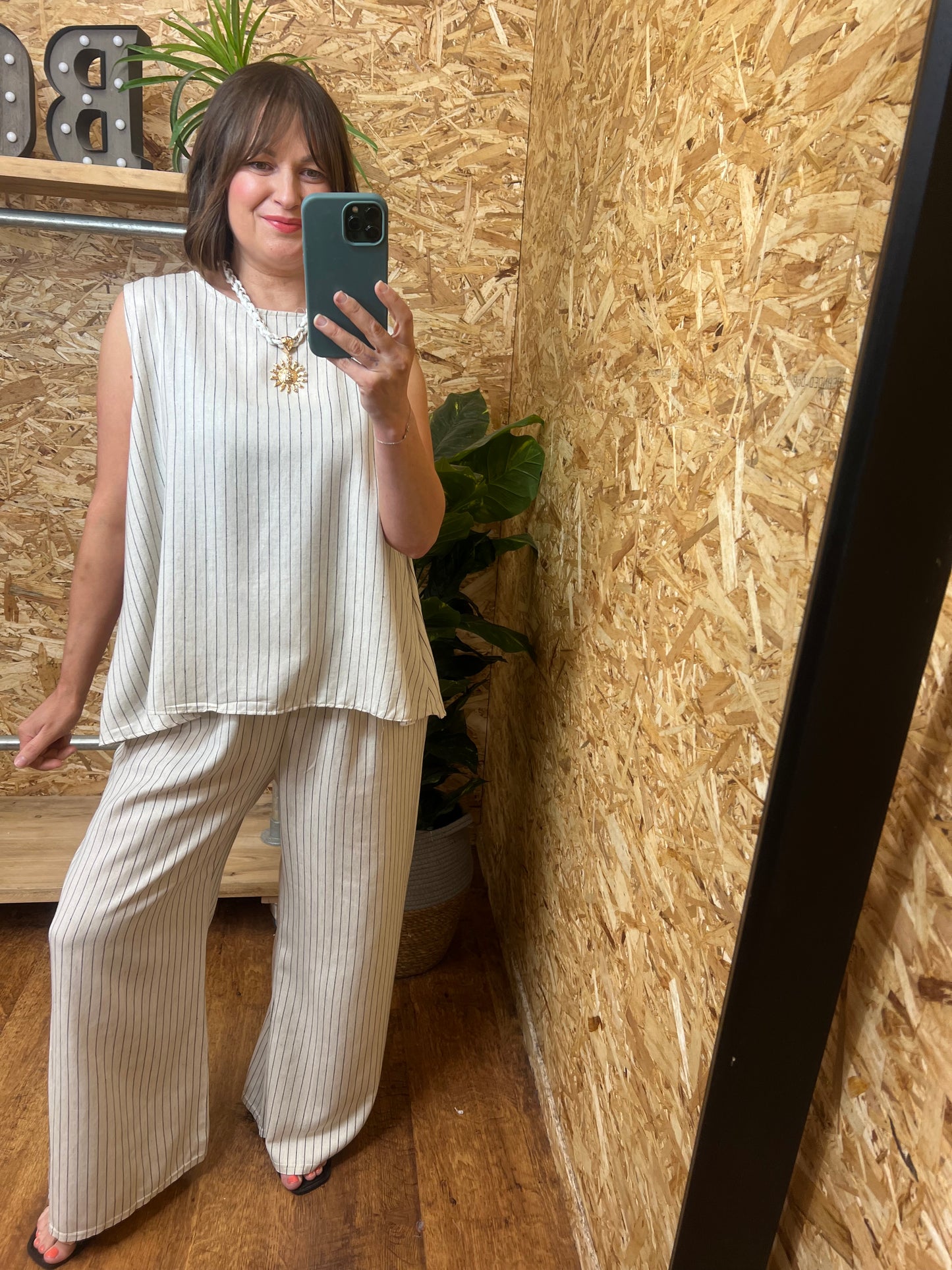 Stripe Button Back Top