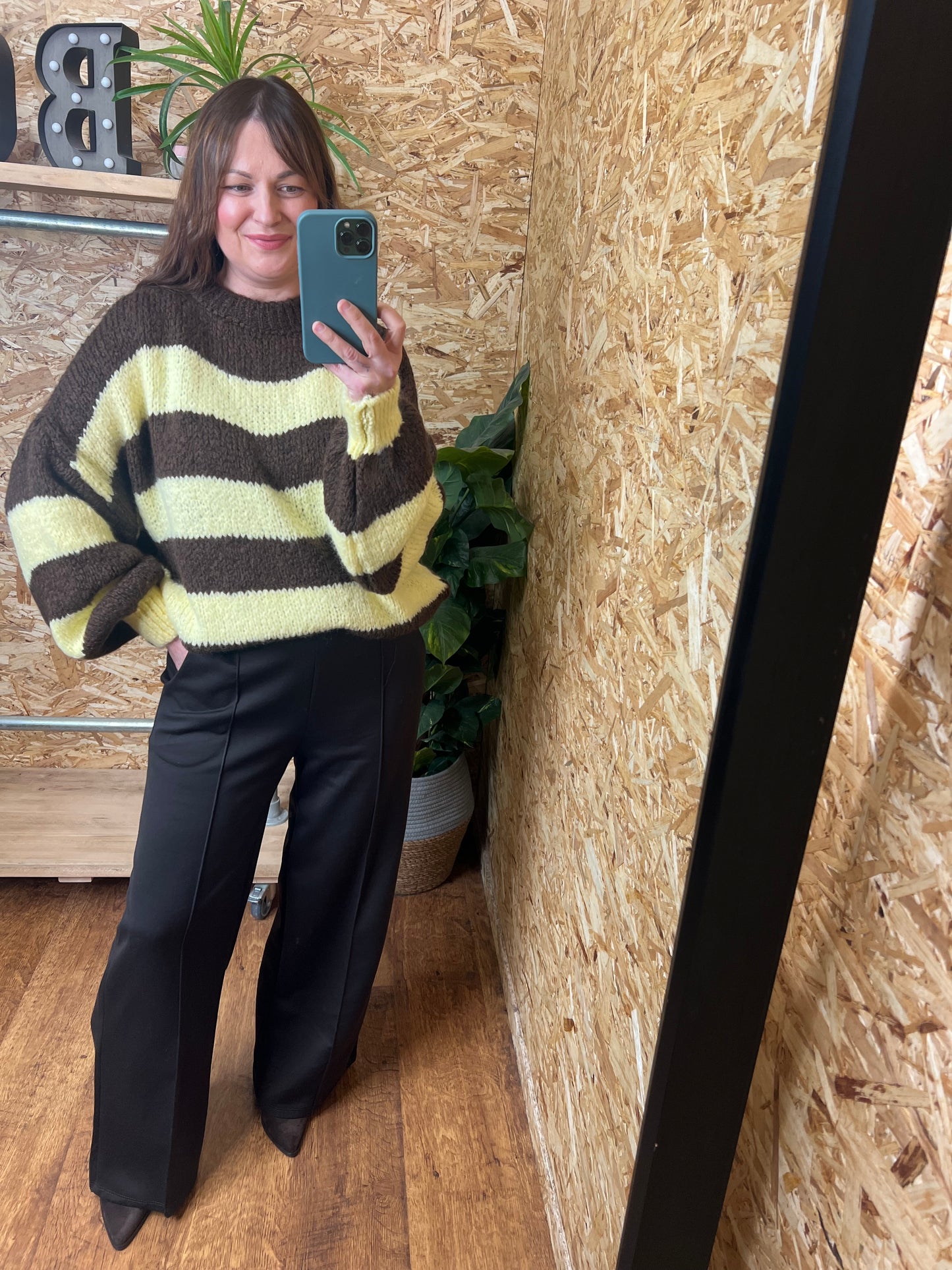 Stripe Balloon Sleeve Knit