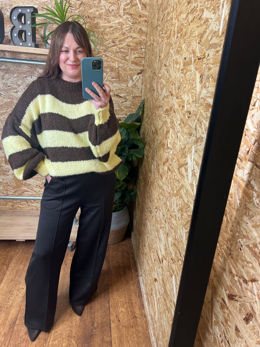 Stripe Balloon Sleeve Knit