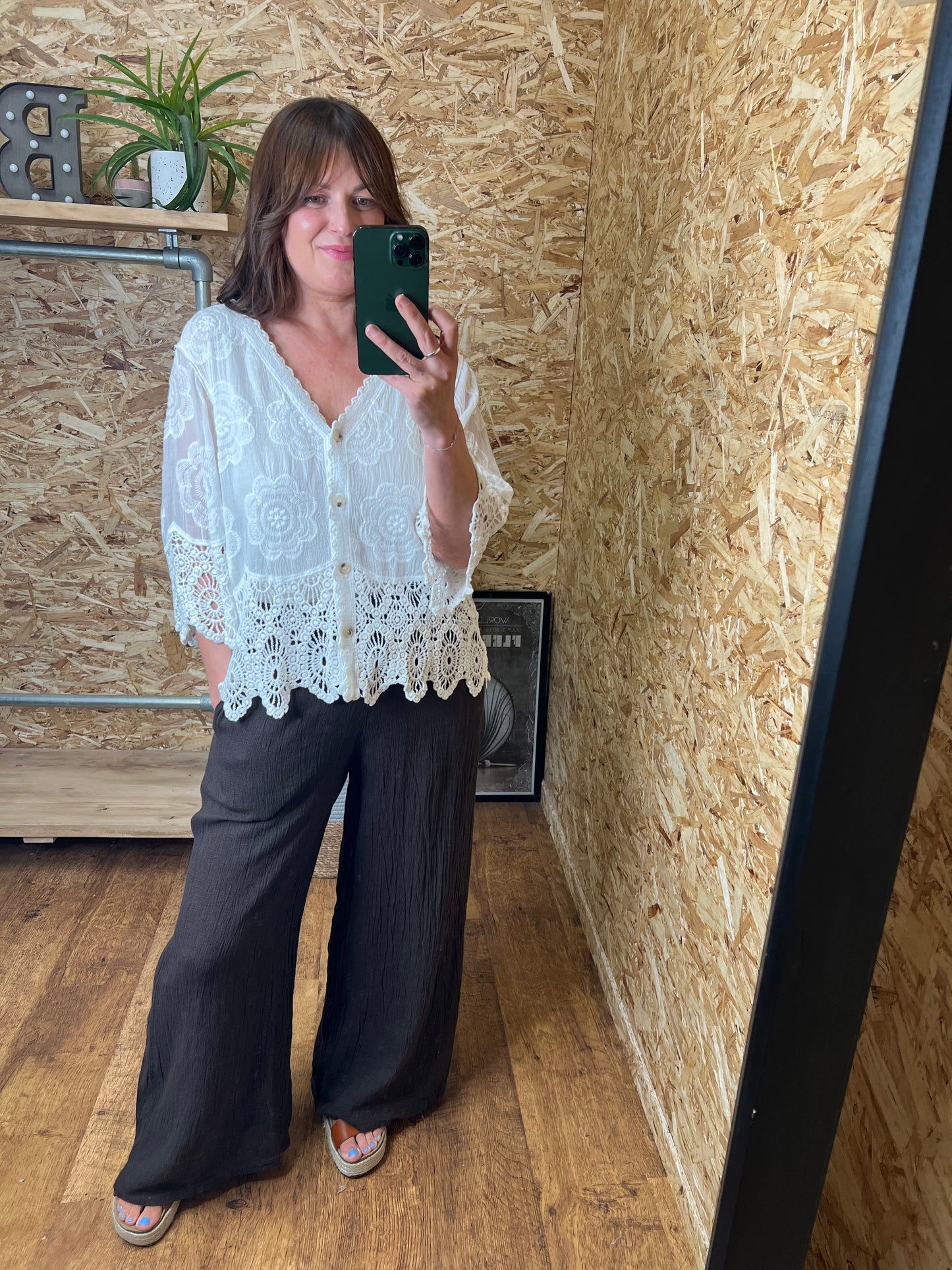 Lana Crochet Button Top