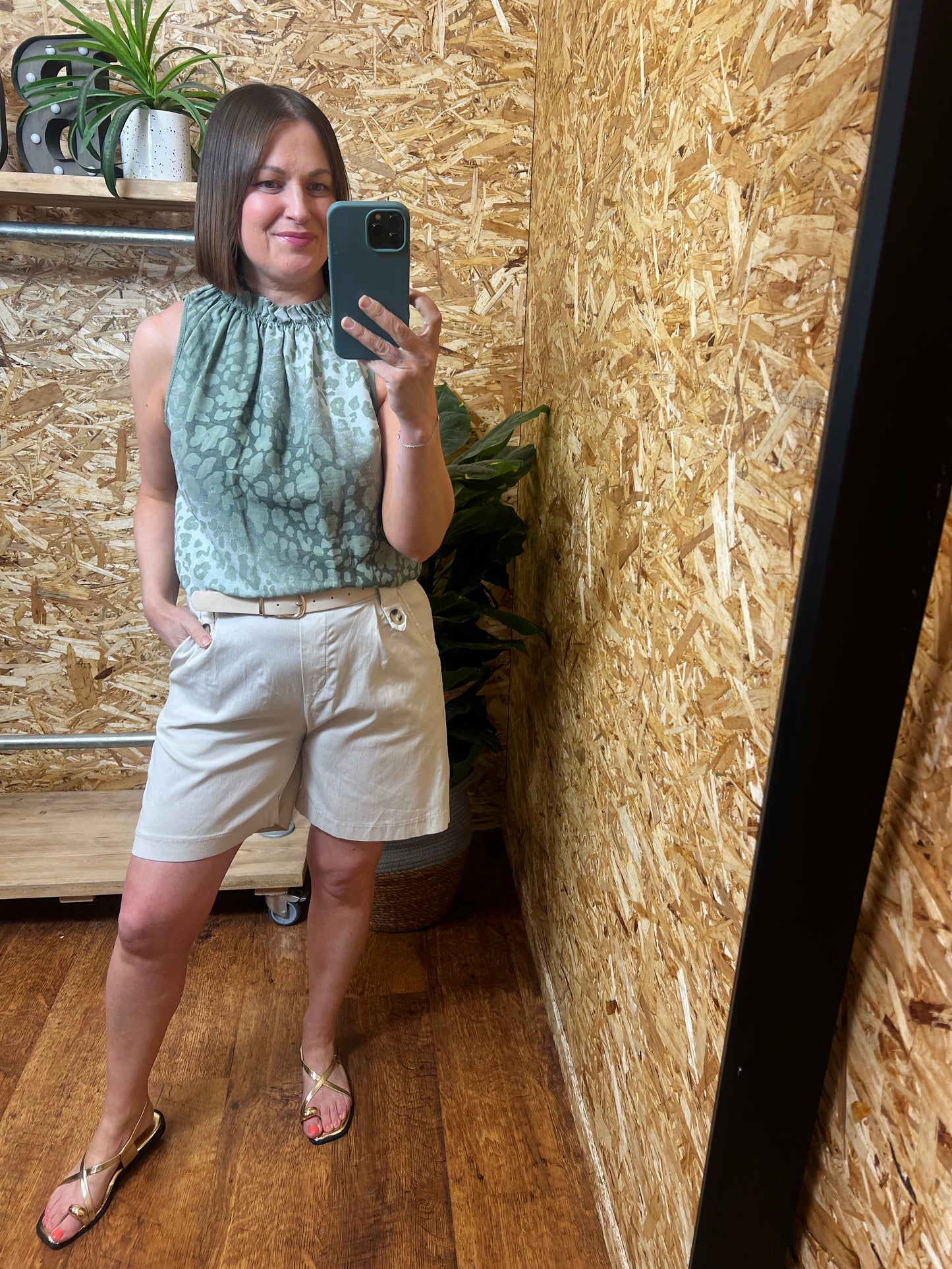 Leopard Ruffle Neck Top