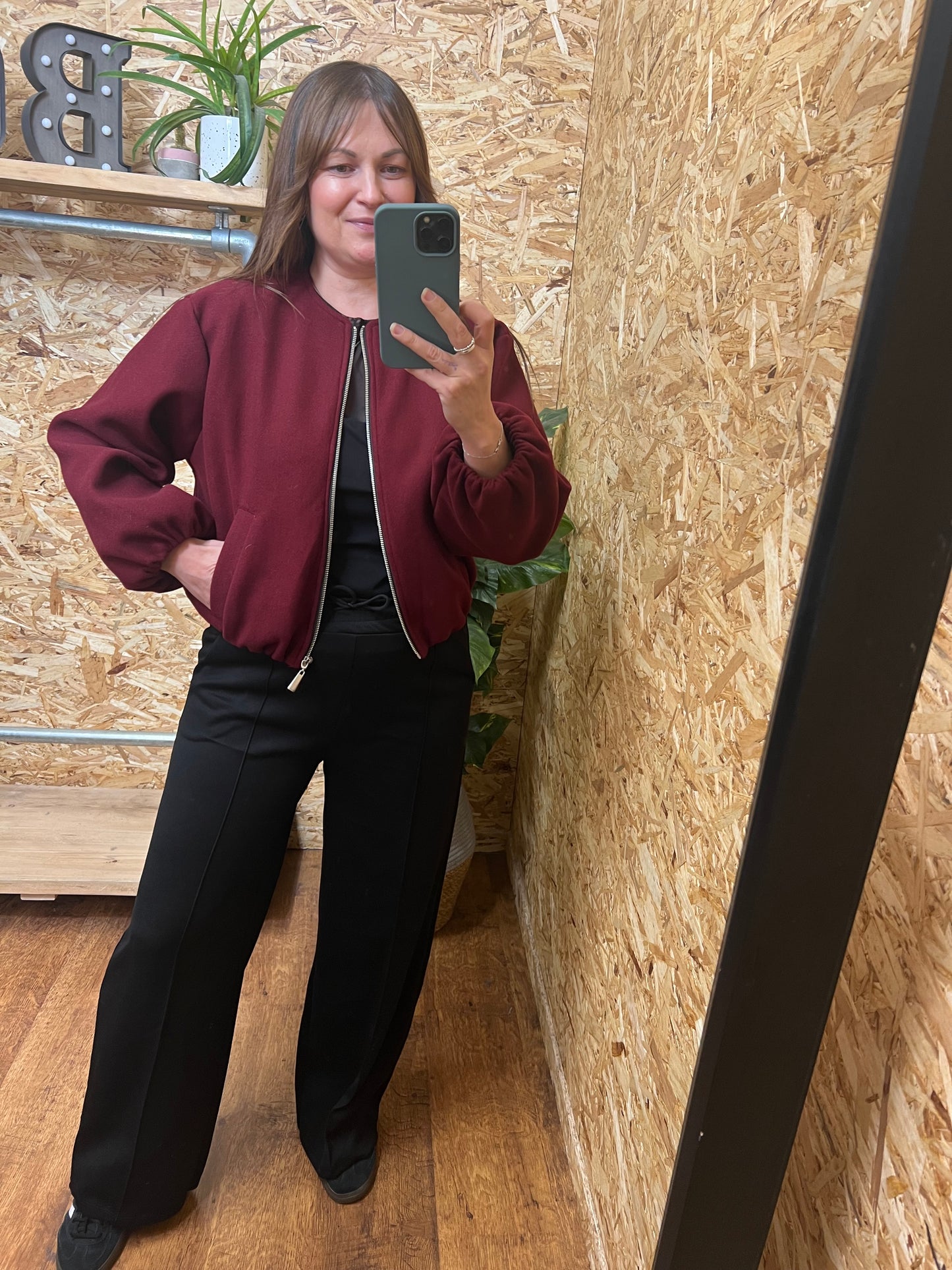 Collarless Bomber Jacket