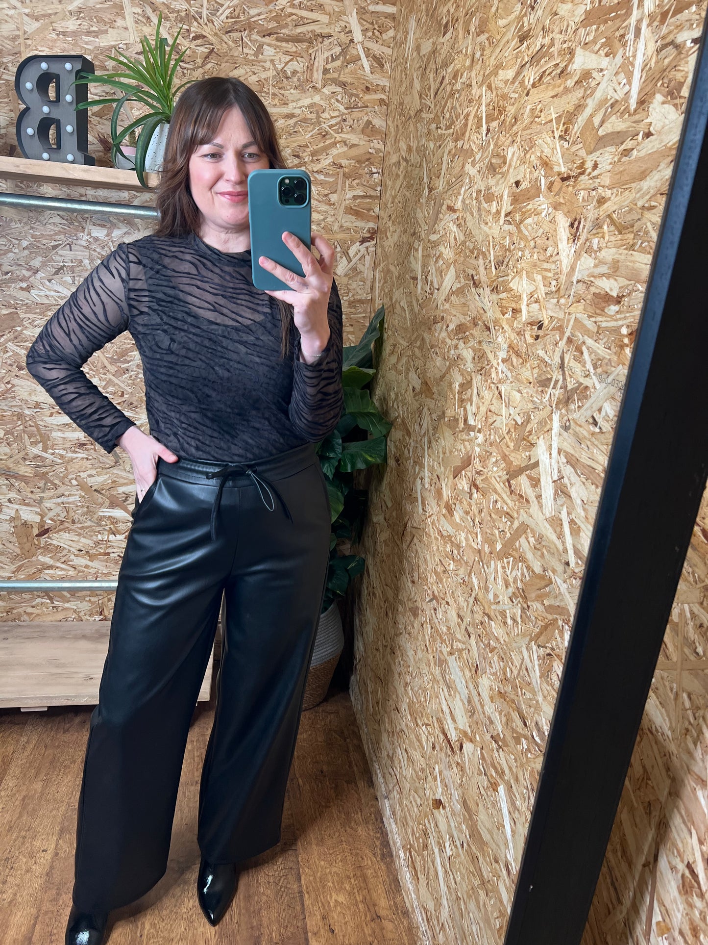 Zebra Devore Mesh Top