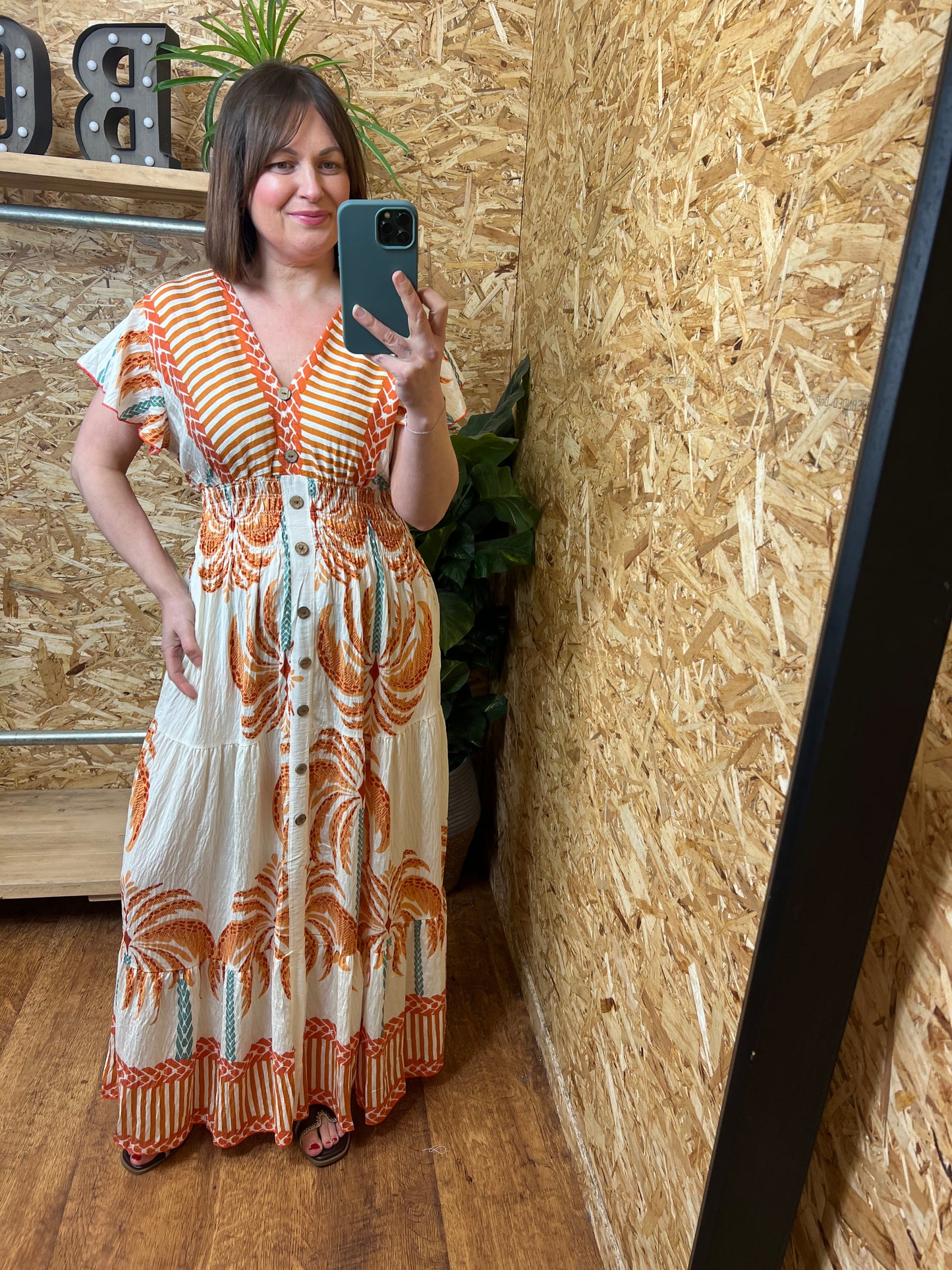 Palm Print Maxi Dress