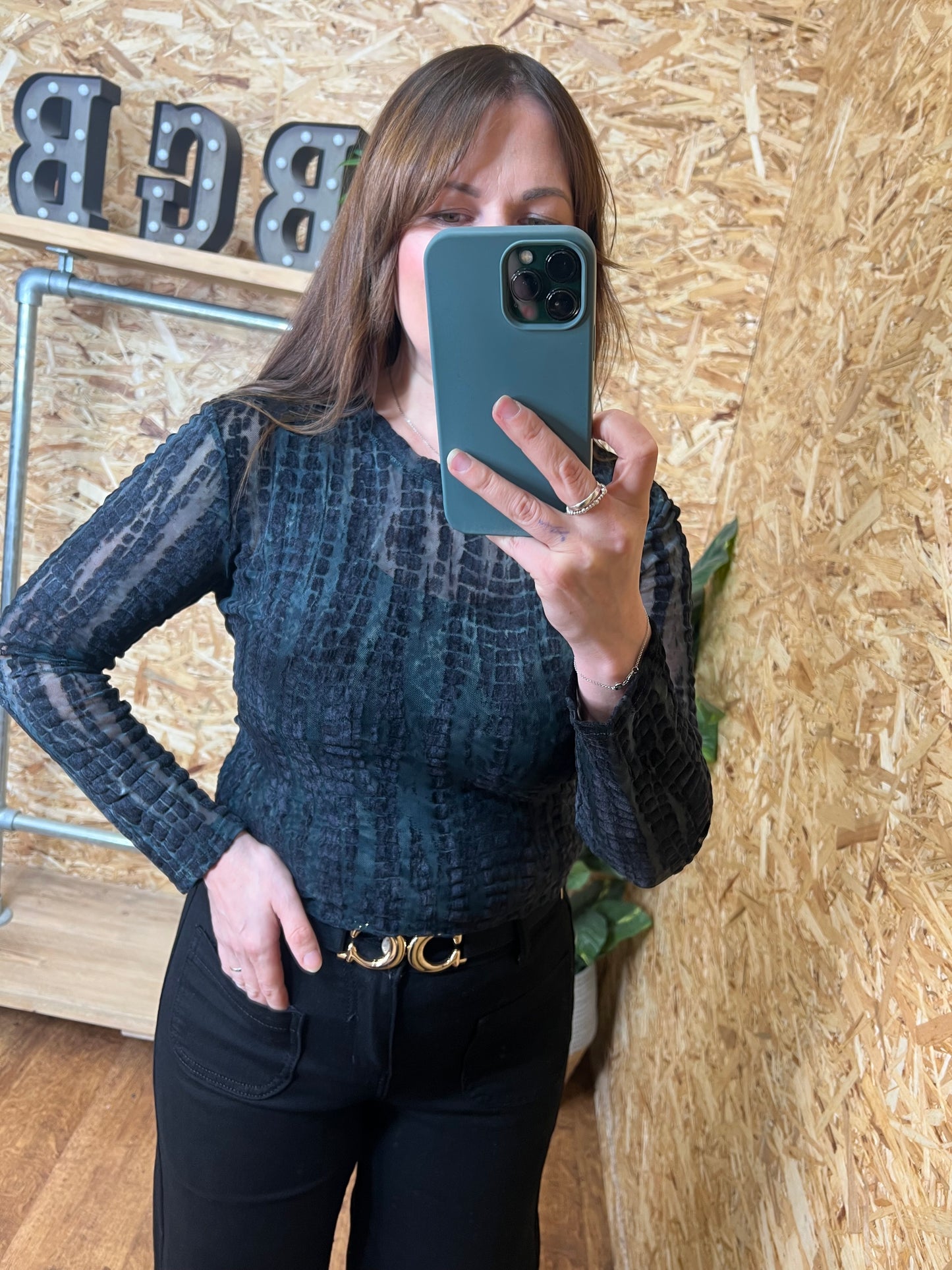 Devore Velvet Mesh Top