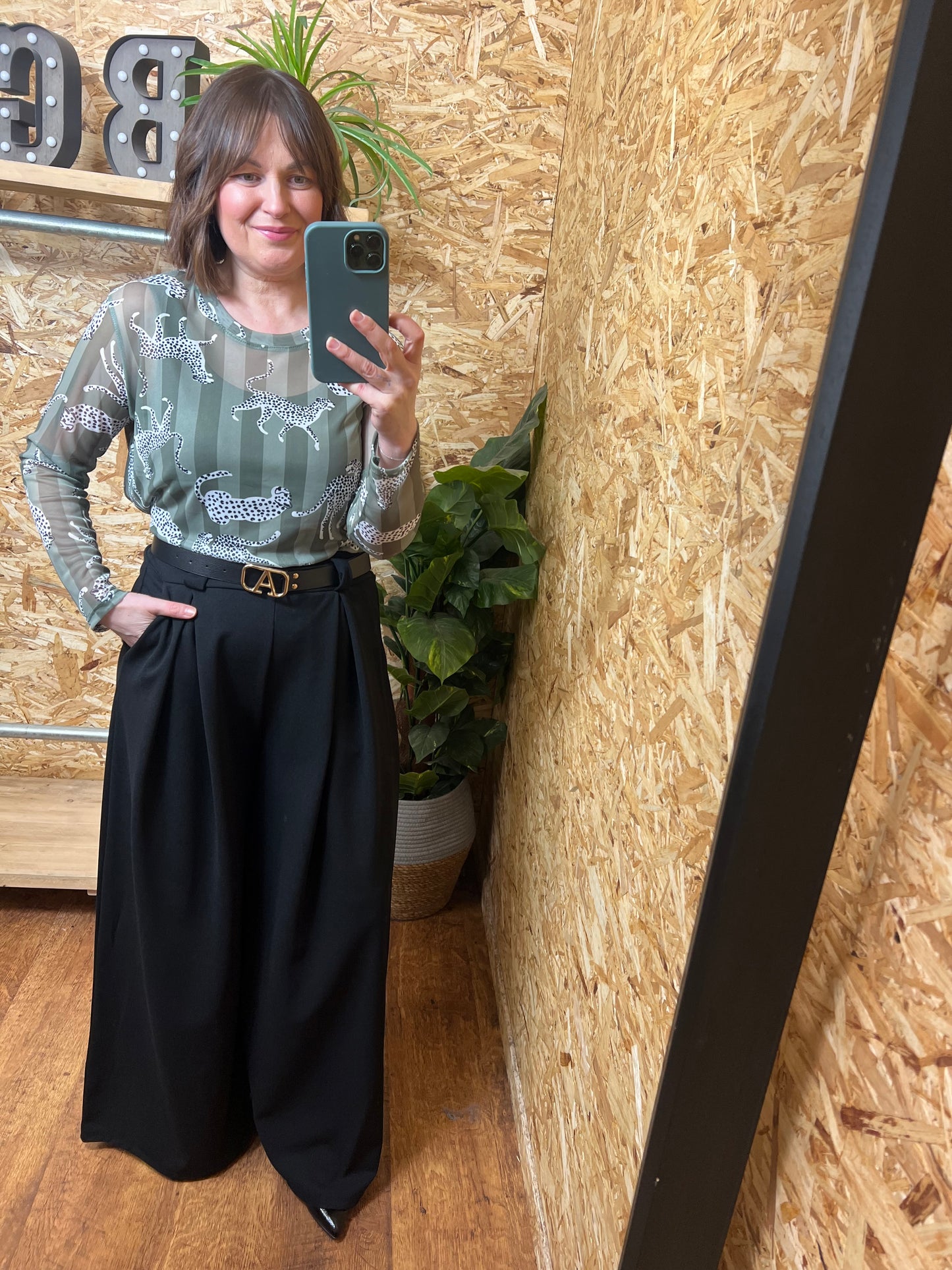 Leopard Stripe Mesh Top