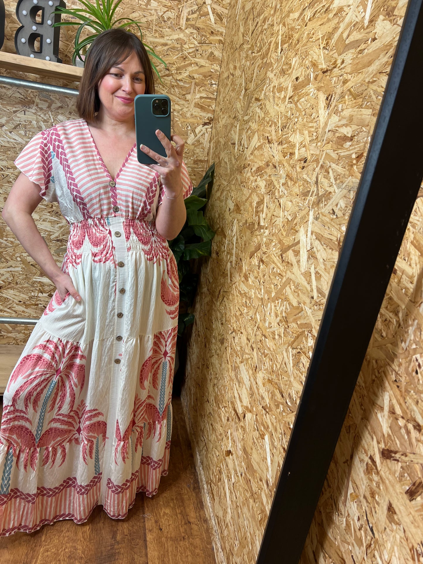 Palm Print Maxi Dress