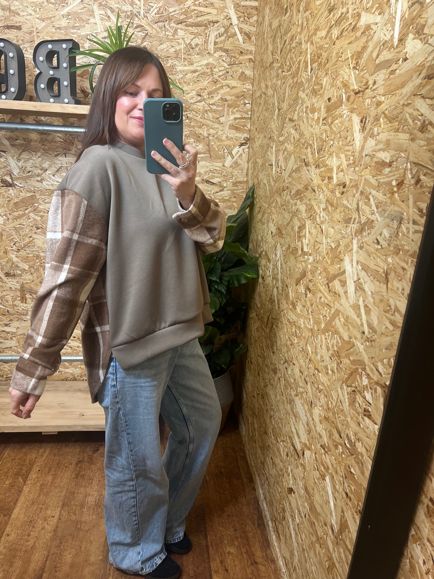 Checked Panel Sweatshirt