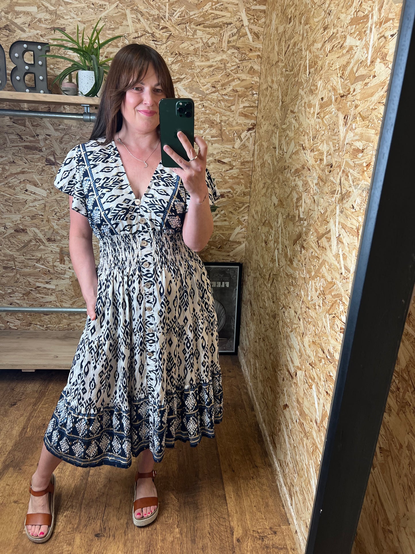 Aztec Print Midi Dress