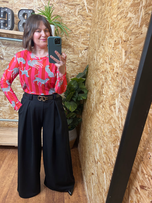 Belted Wide Leg Trousers